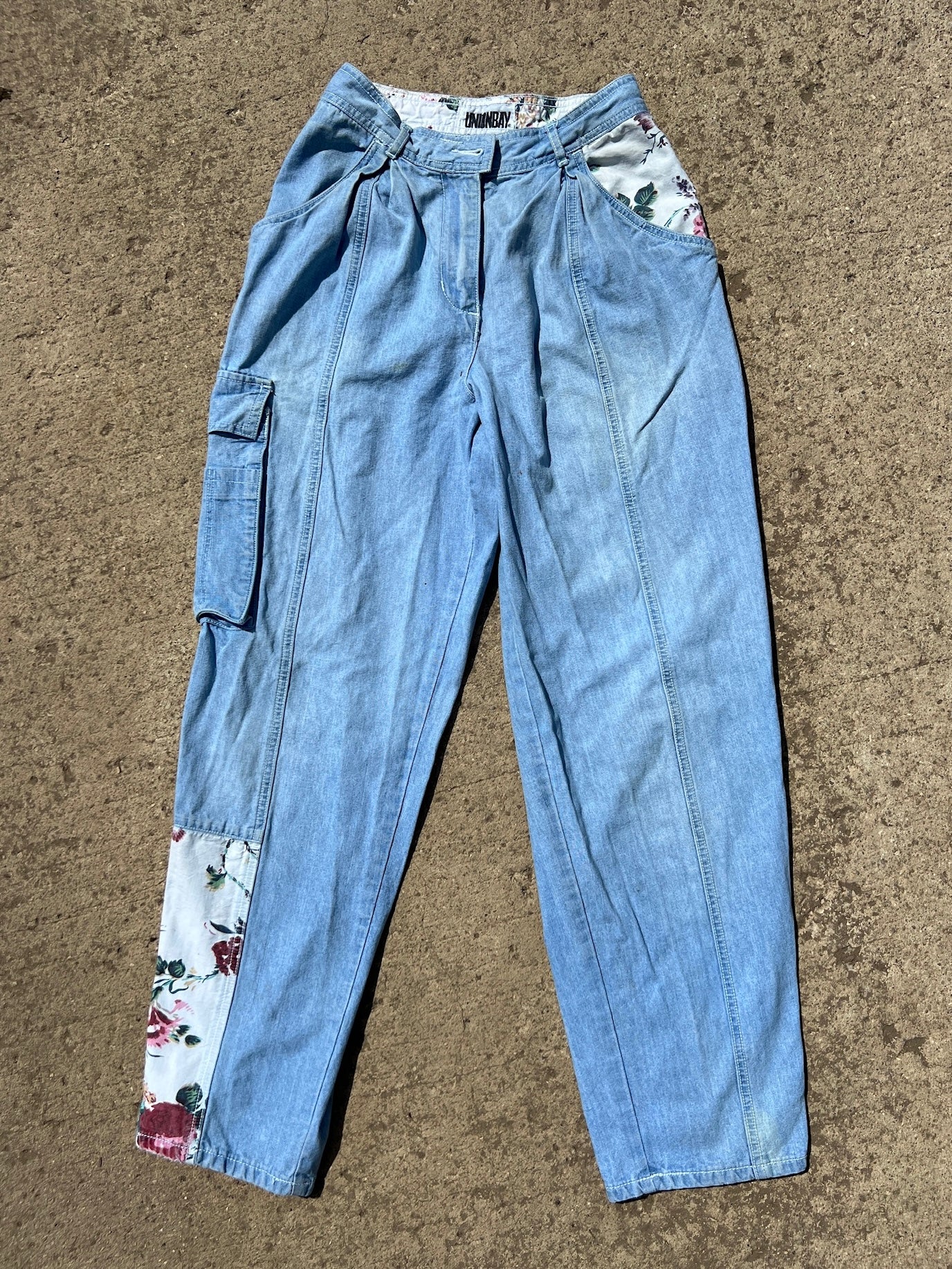 Vintage 1980s Unionbay Patchwork Cargo Jeans | Small