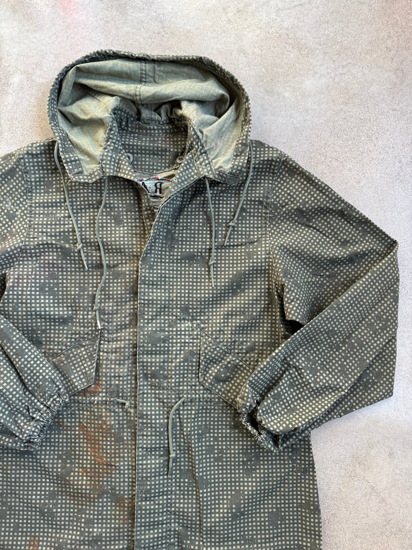 Vintage Military Issue Night Camouflage Hooded Parka | Operation Desert Storm Embroidered Back