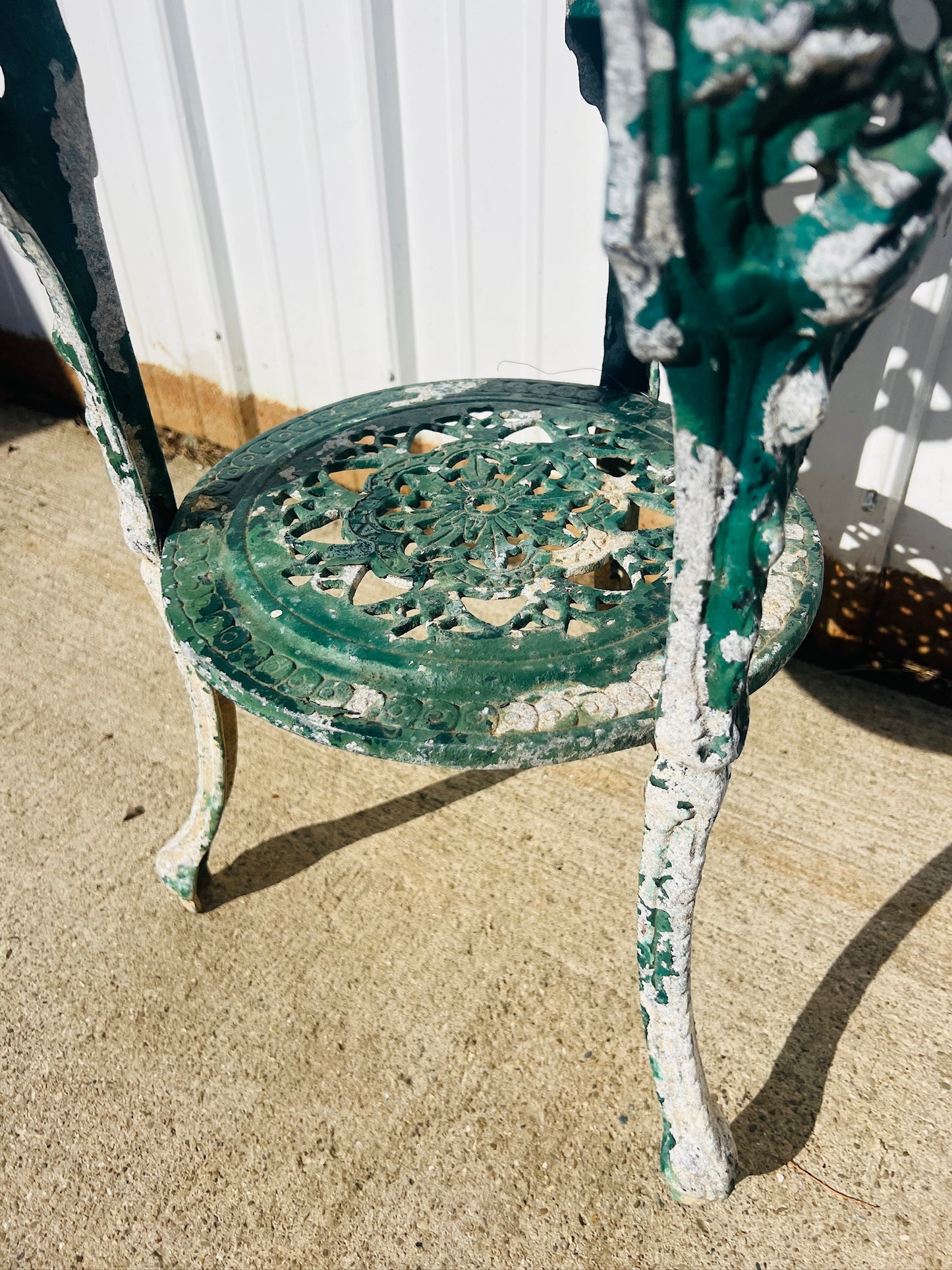Vintage 1940s Metal Green Chip Paint British Pub Table