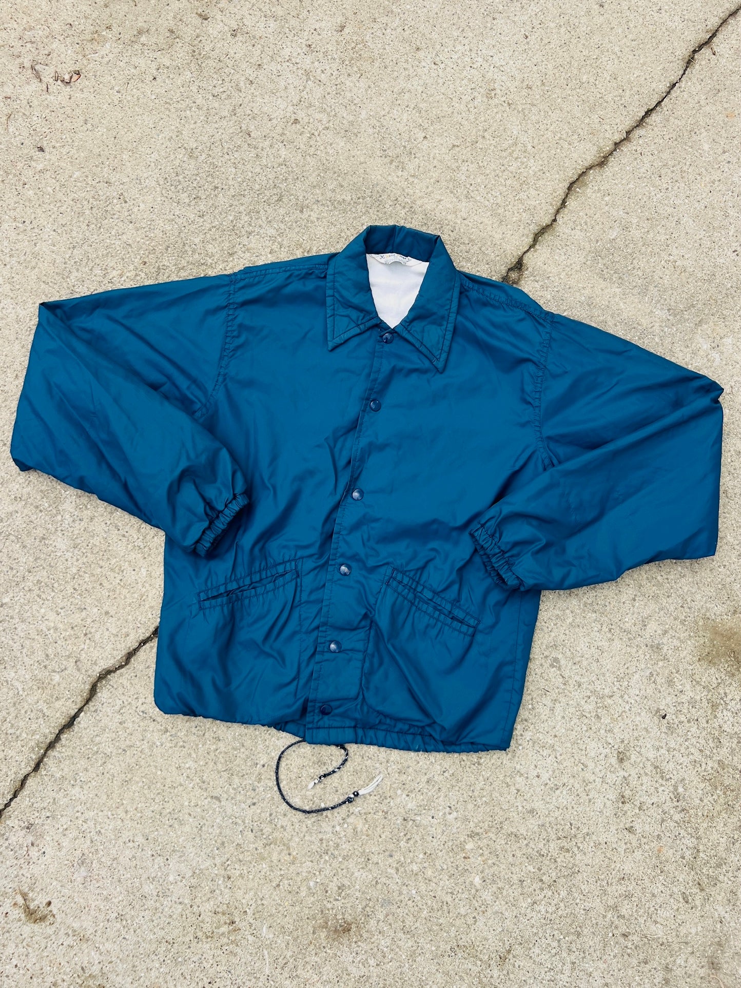 Vintage 1980s Worthington High School Cardinal Patch Navy Windbreaker Jacket | XS