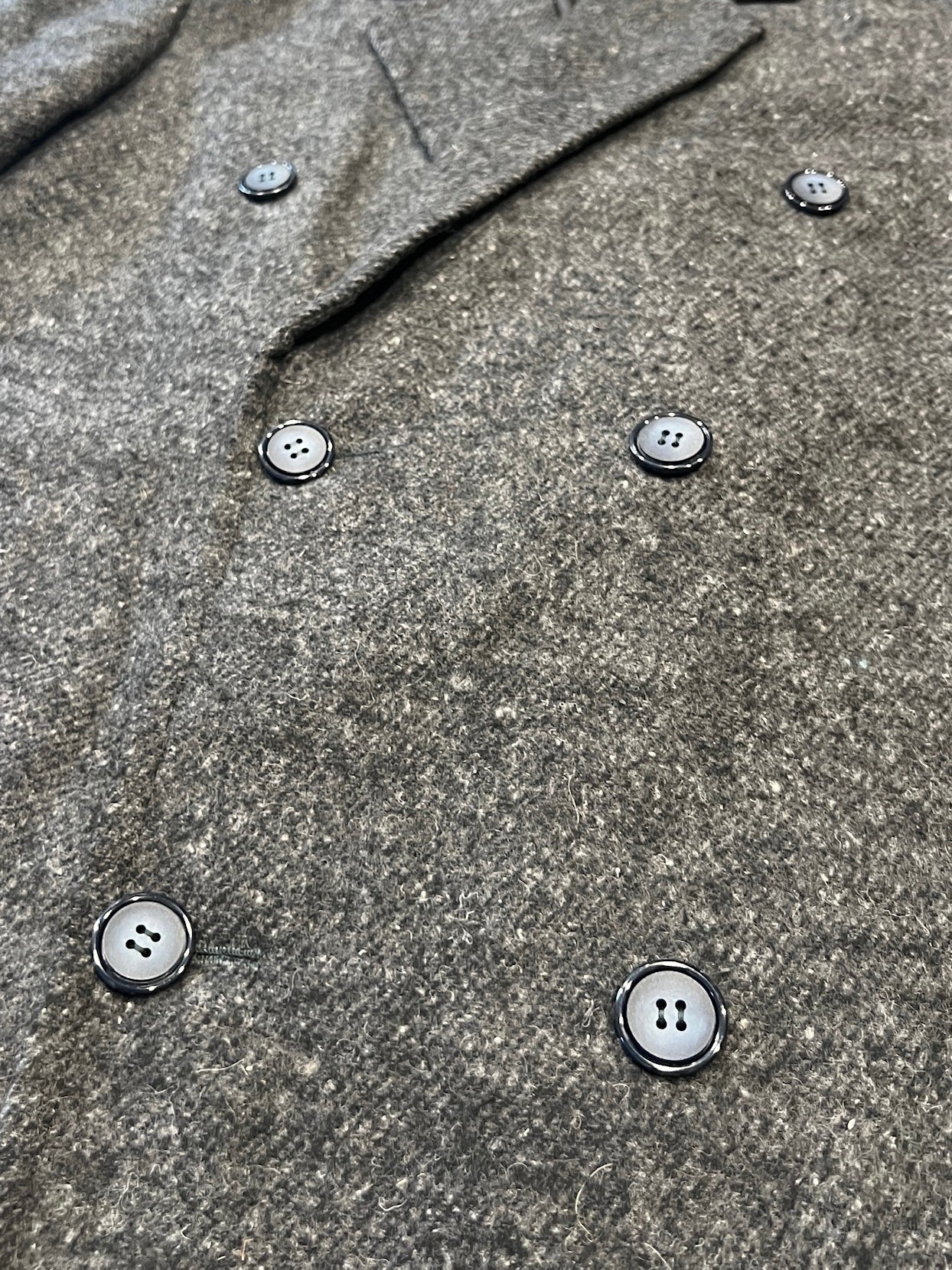 Vintage 1980s Jimmy’s Tailor Grey Wool Double-Breasted Overcoat | L/XL