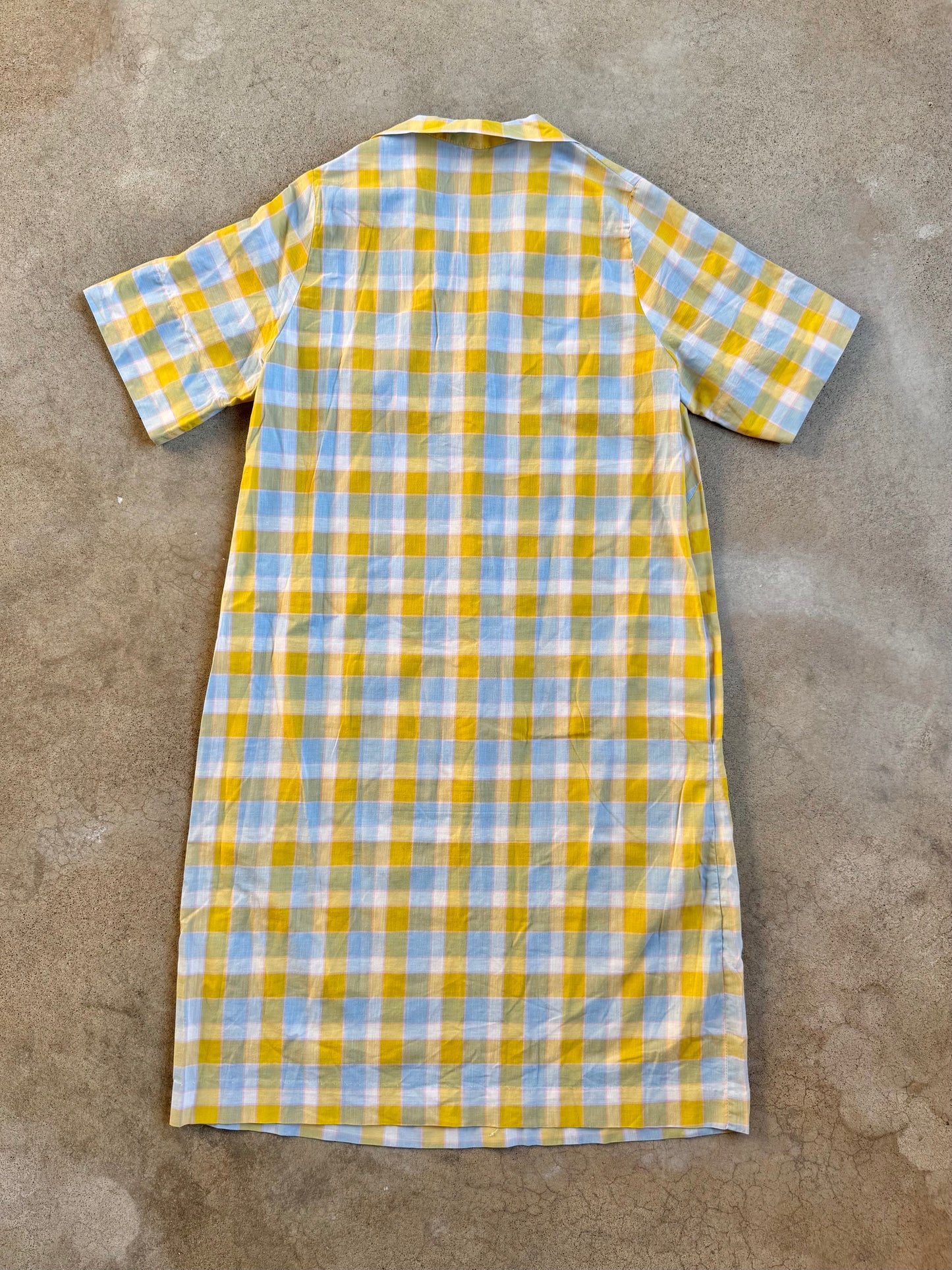 Vintage 1940s Dan River Fabric Plaid Short Sleeve Shirt Dress | Medium