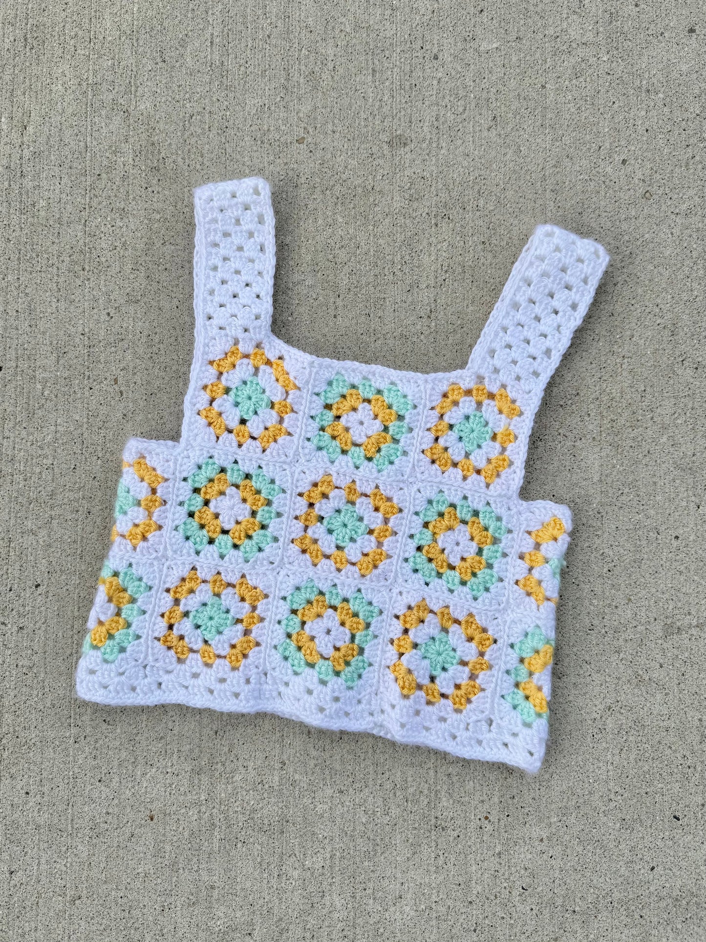 Handmade Crochet Granny Square Cropped Tank Top | XS