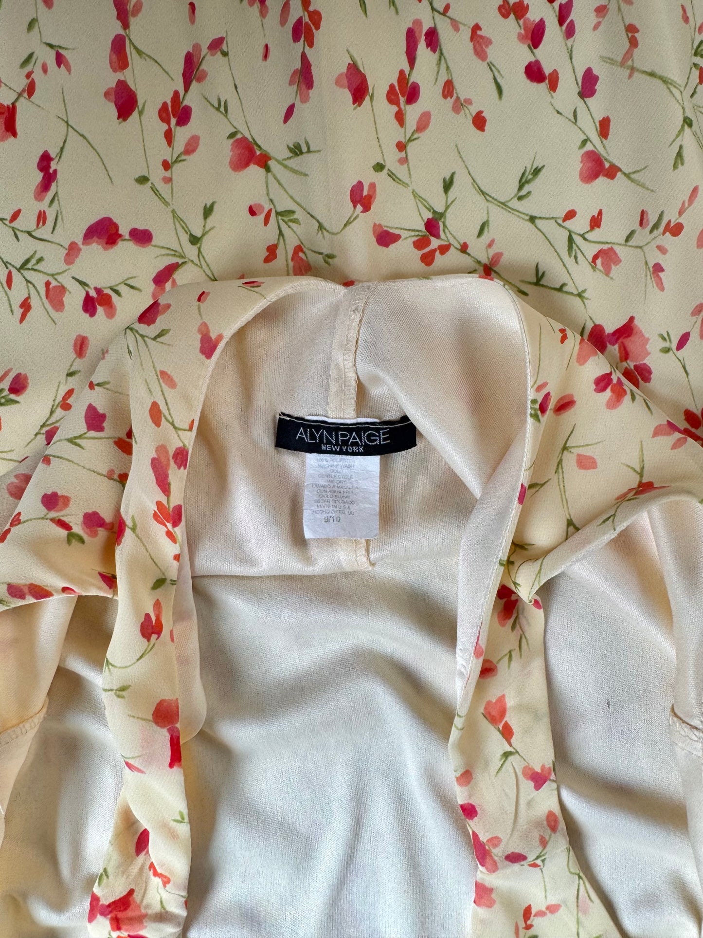 Vintage 1990s Alyn Paige Yellow Floral Summer Dress | Small
