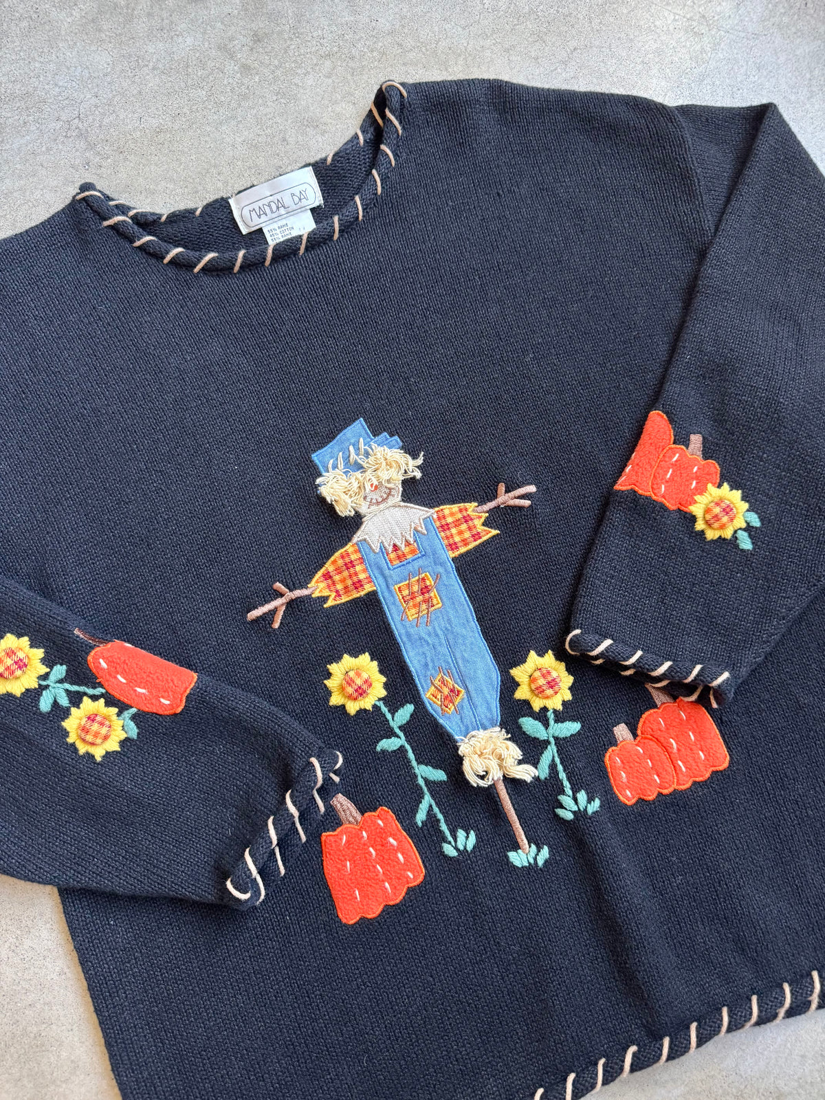Vintage Mandal Bay Cotton-Blend Scarecrow Sweater | Large