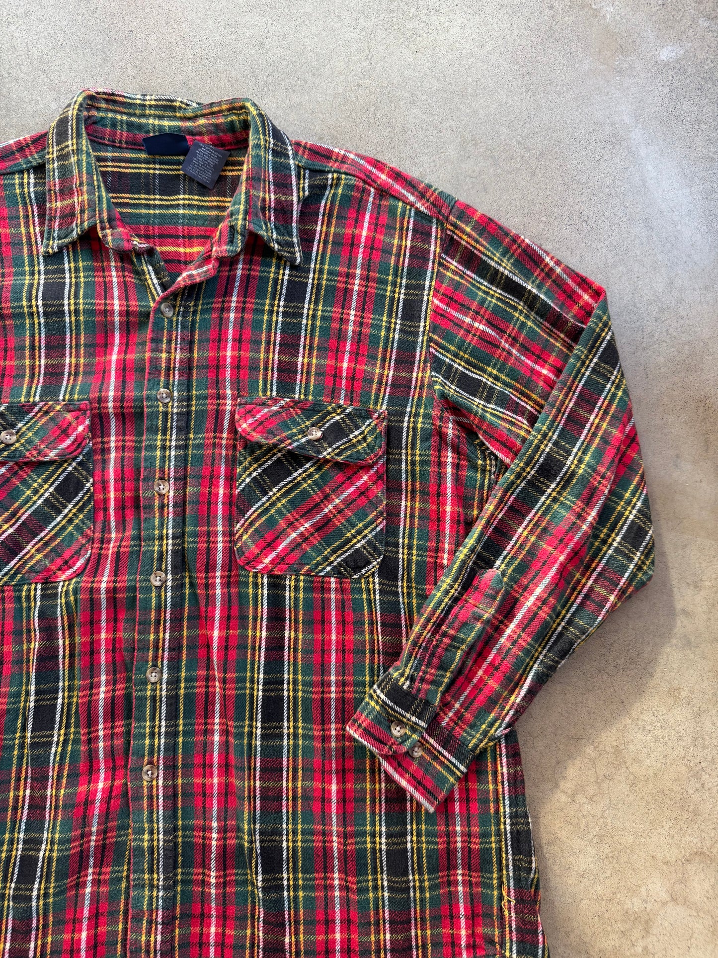 Vintage 1980s Dakota Plaid Cotton Flannel Shirt | XL