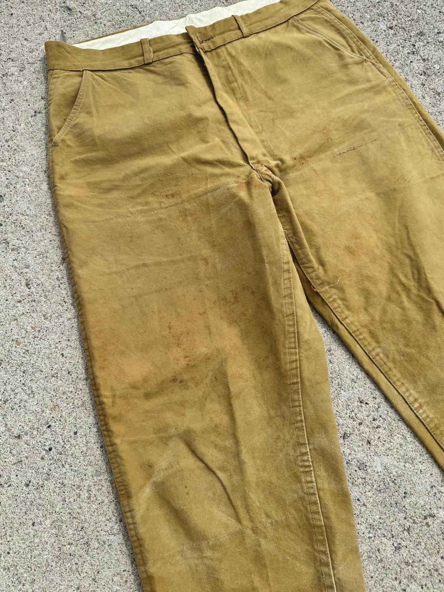 Vintage 1960s Bullseye Bill Khaki Canvas Hunting Pants | Waist 36”
