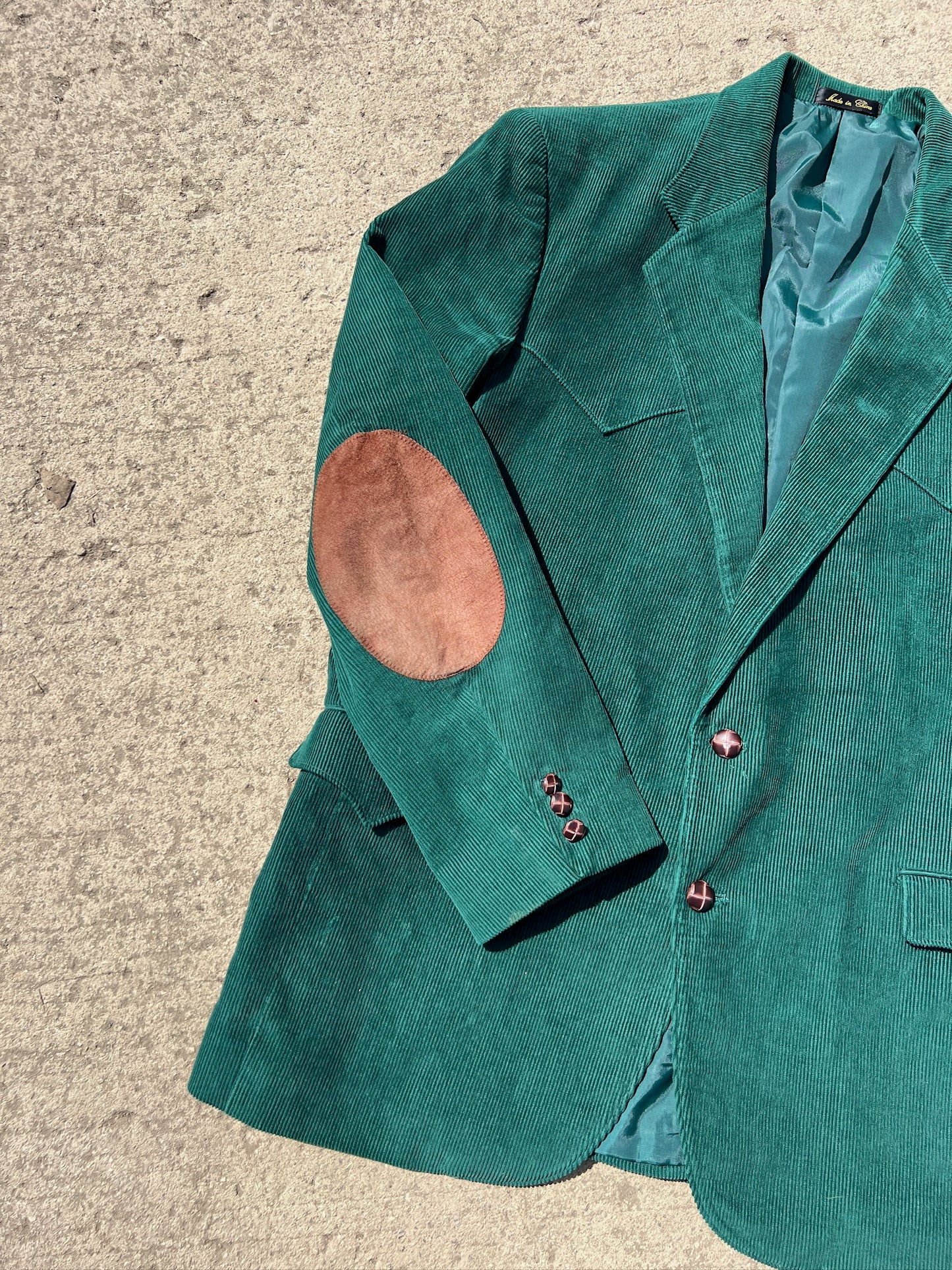 Vintage 1980s Circle S Green Corduroy Suede Elbow Patch Blazer | 44R