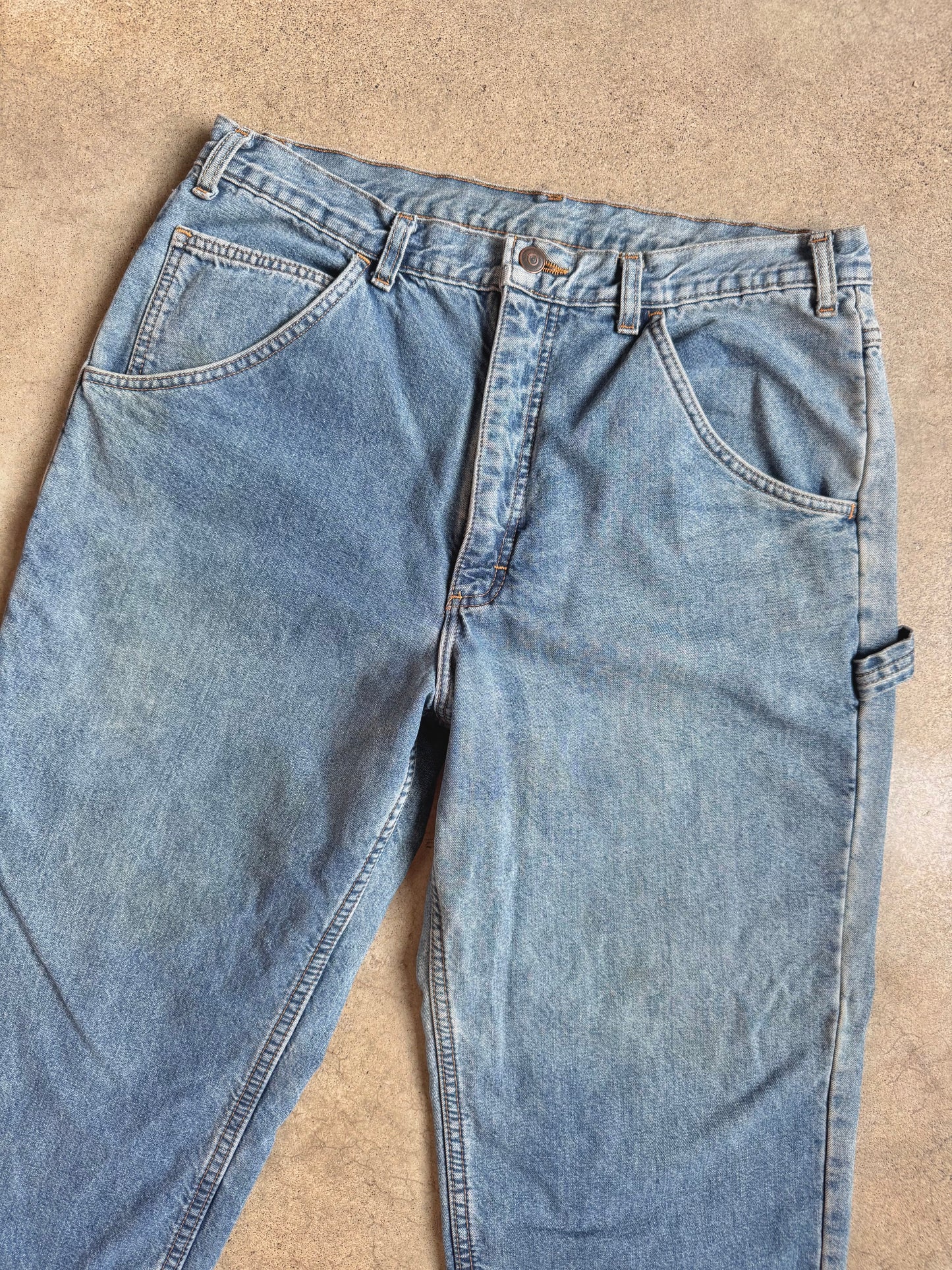 Vintage 1990s Flannel Lined Faded Carpenter Jeans | Waist 36”