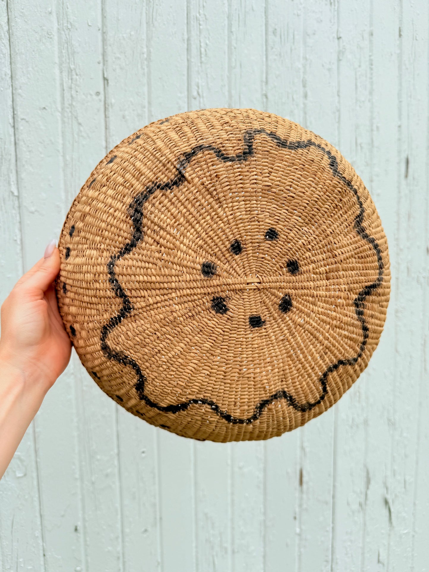 Antique 1900s Straw Woven Yanomami Tribal Abstract Painted Basket
