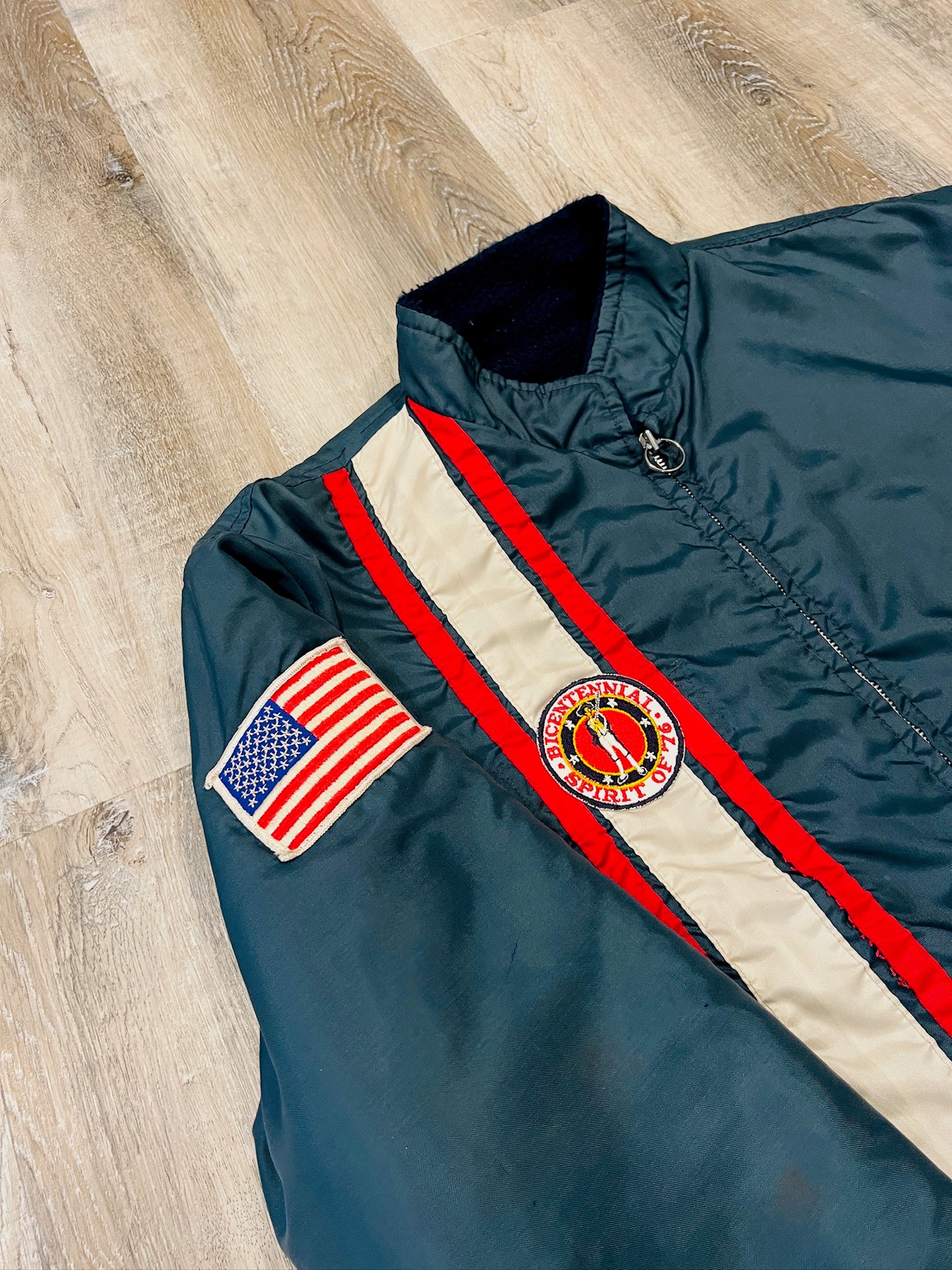 Vintage 1970s Navy "Spirit of '76" Patched Zip-Up Jacket | XL