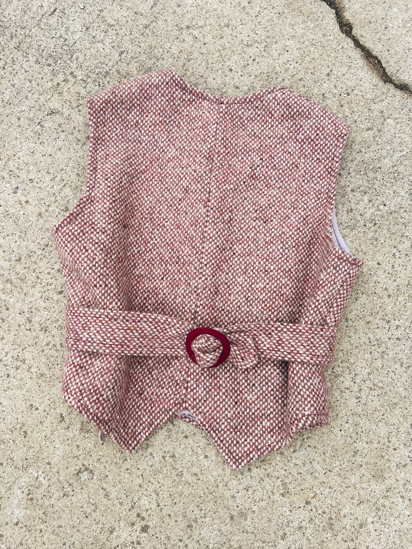 Vintage 1970s Purple/Brown Tweed Belted Vest | Small