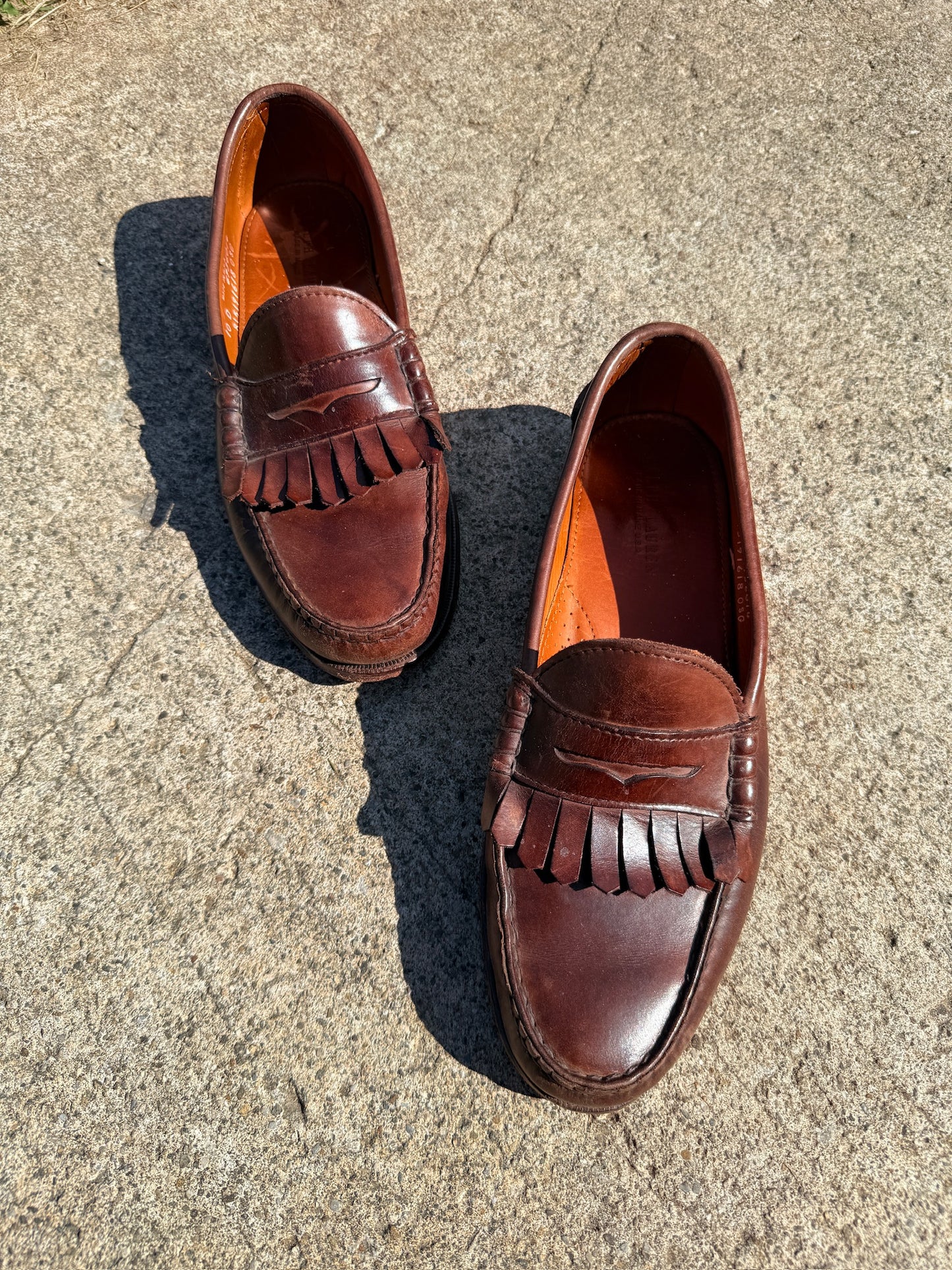 Vintage 1990s Ralph Lauren Black Label Brown Leather Tassel Penny Loafers | Men’s 10