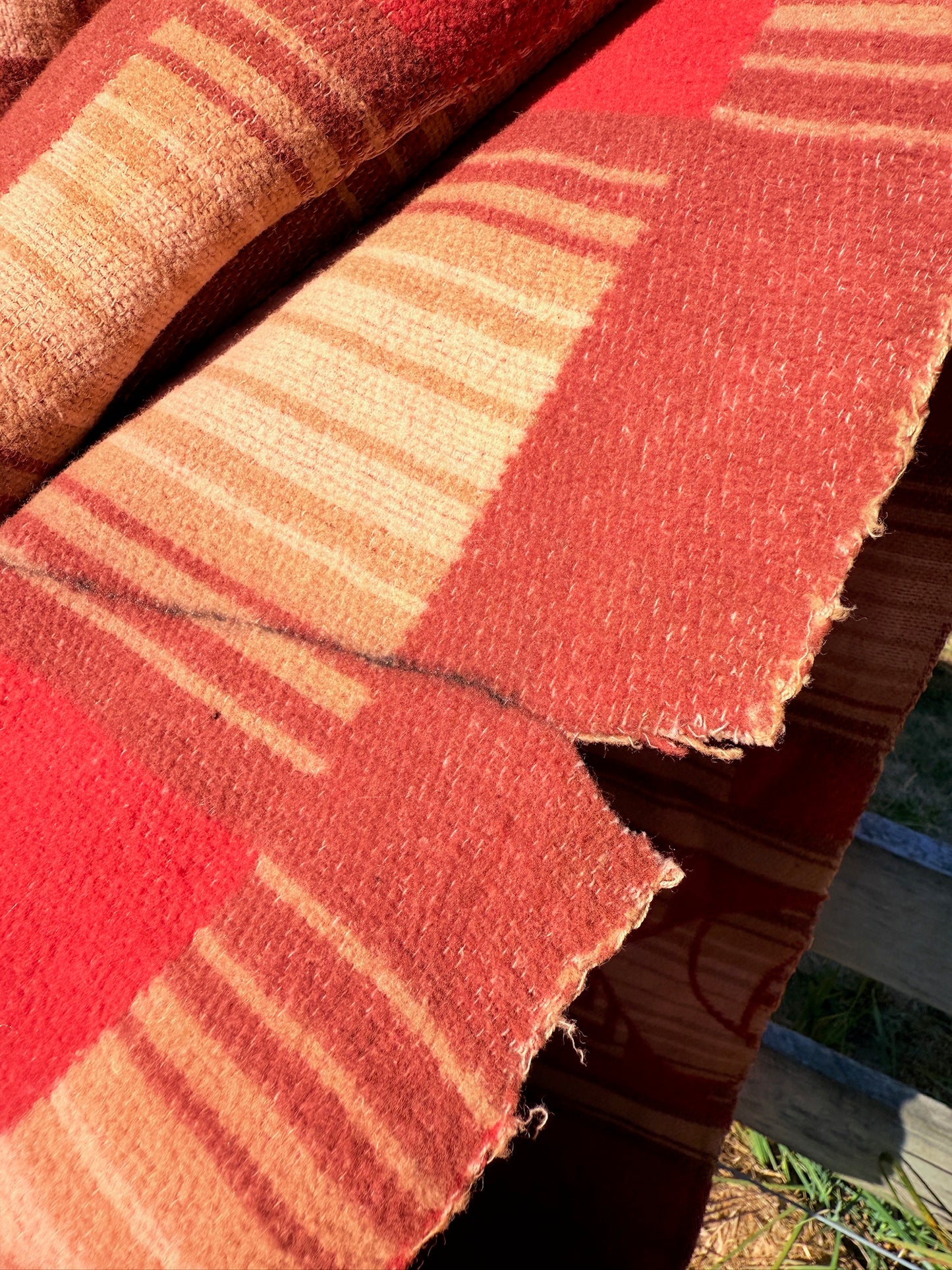 Vintage 1940s Beacon-Style Native Pattern Oversized Camp Blanket