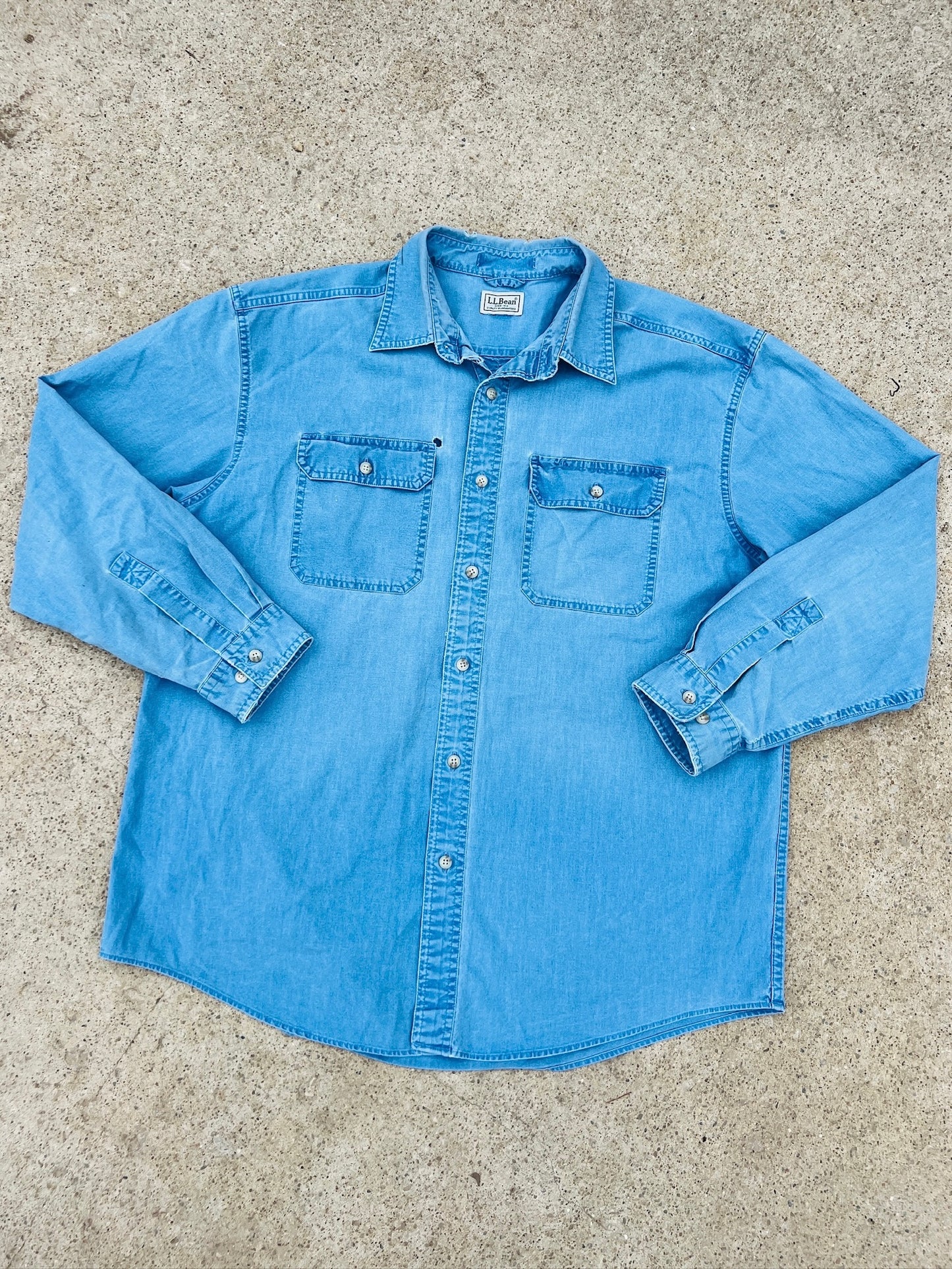 L.L. Bean Chambray Cotton Utility Shirt | XL