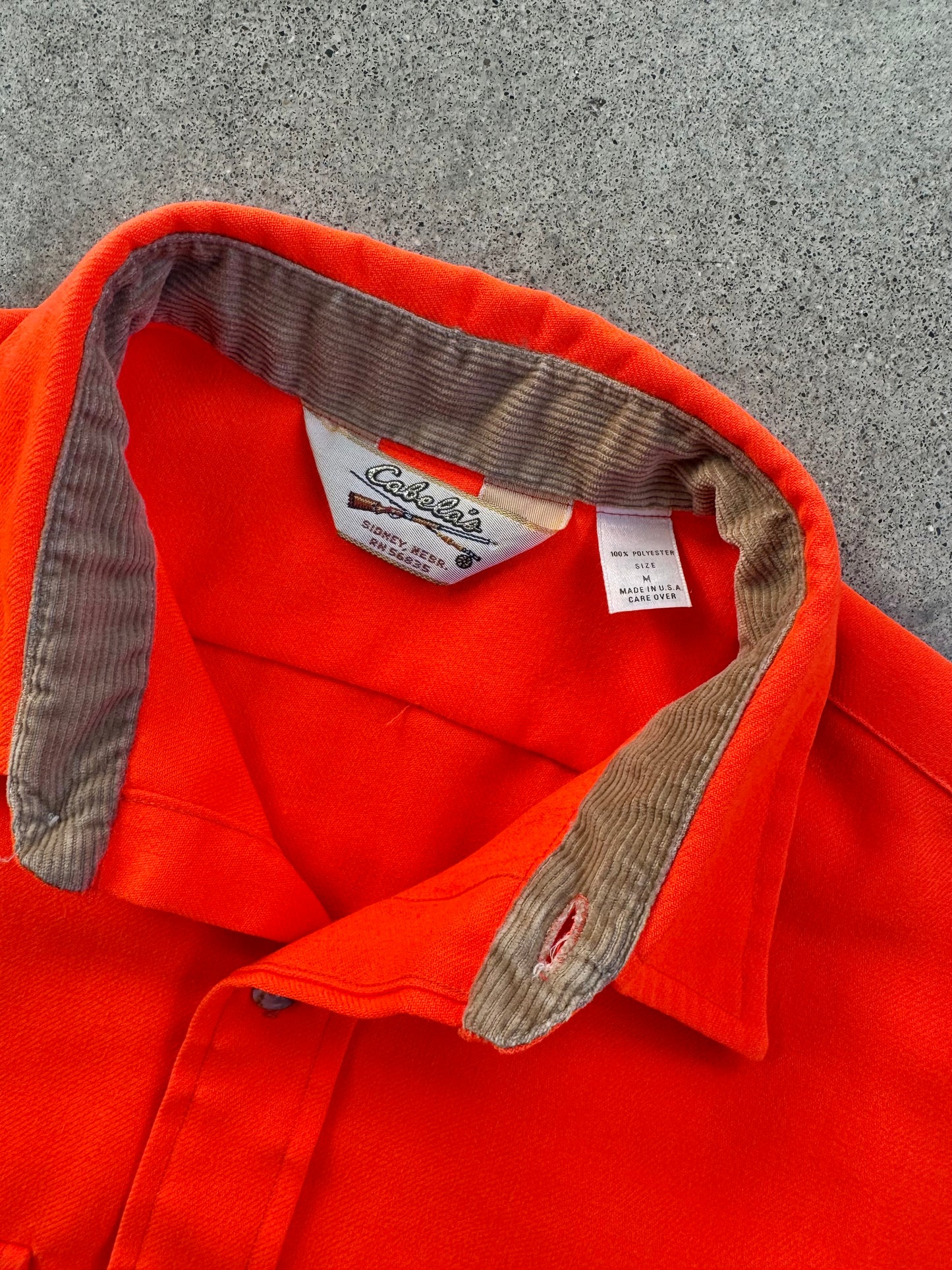 Vintage 1980s Cabela's Orange Button-Up Hunting Shirt | Medium