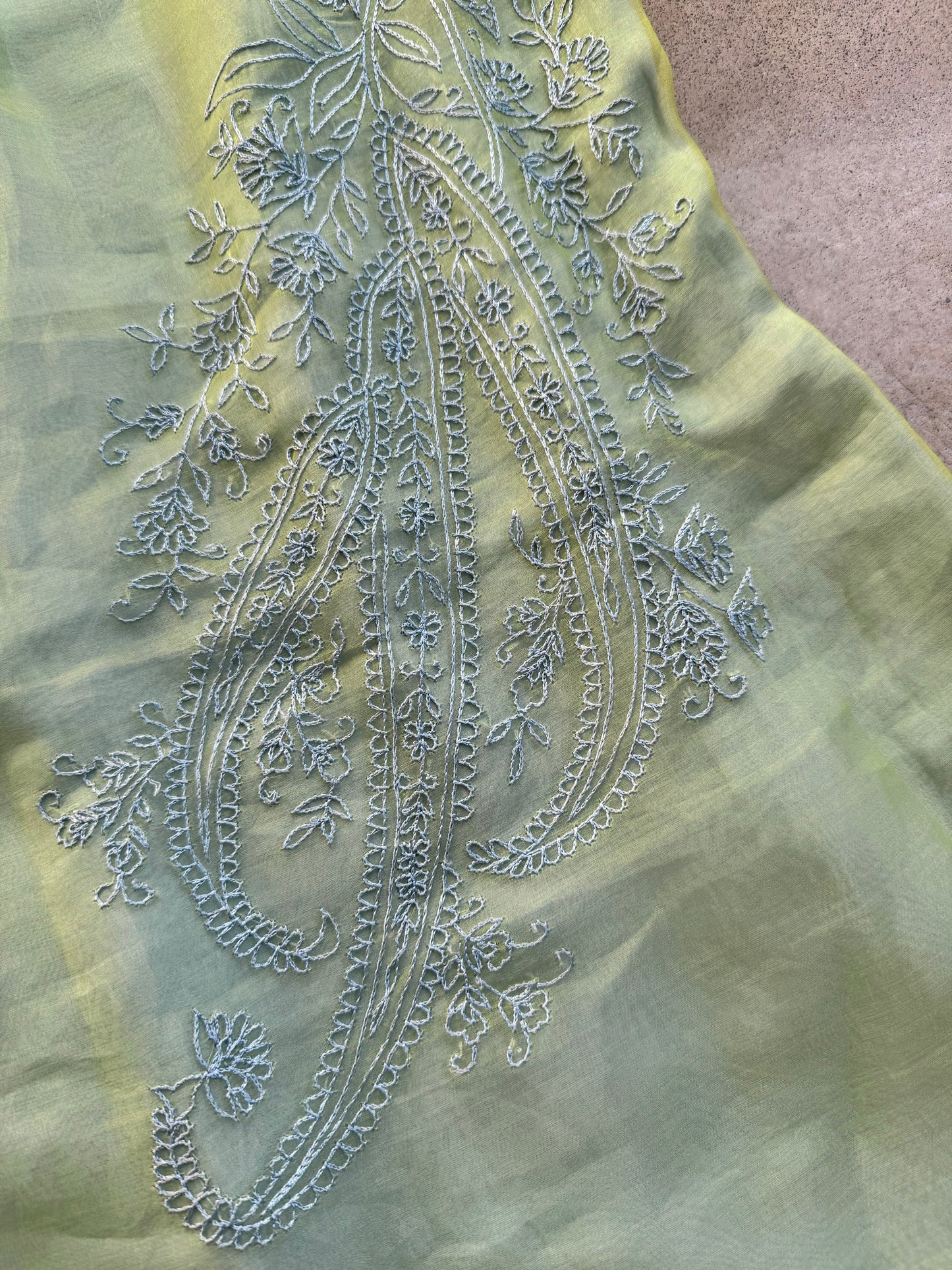 Vintage 1990s Express Green & Blue Paisley Embroidered Silk Mini Dress | M/L