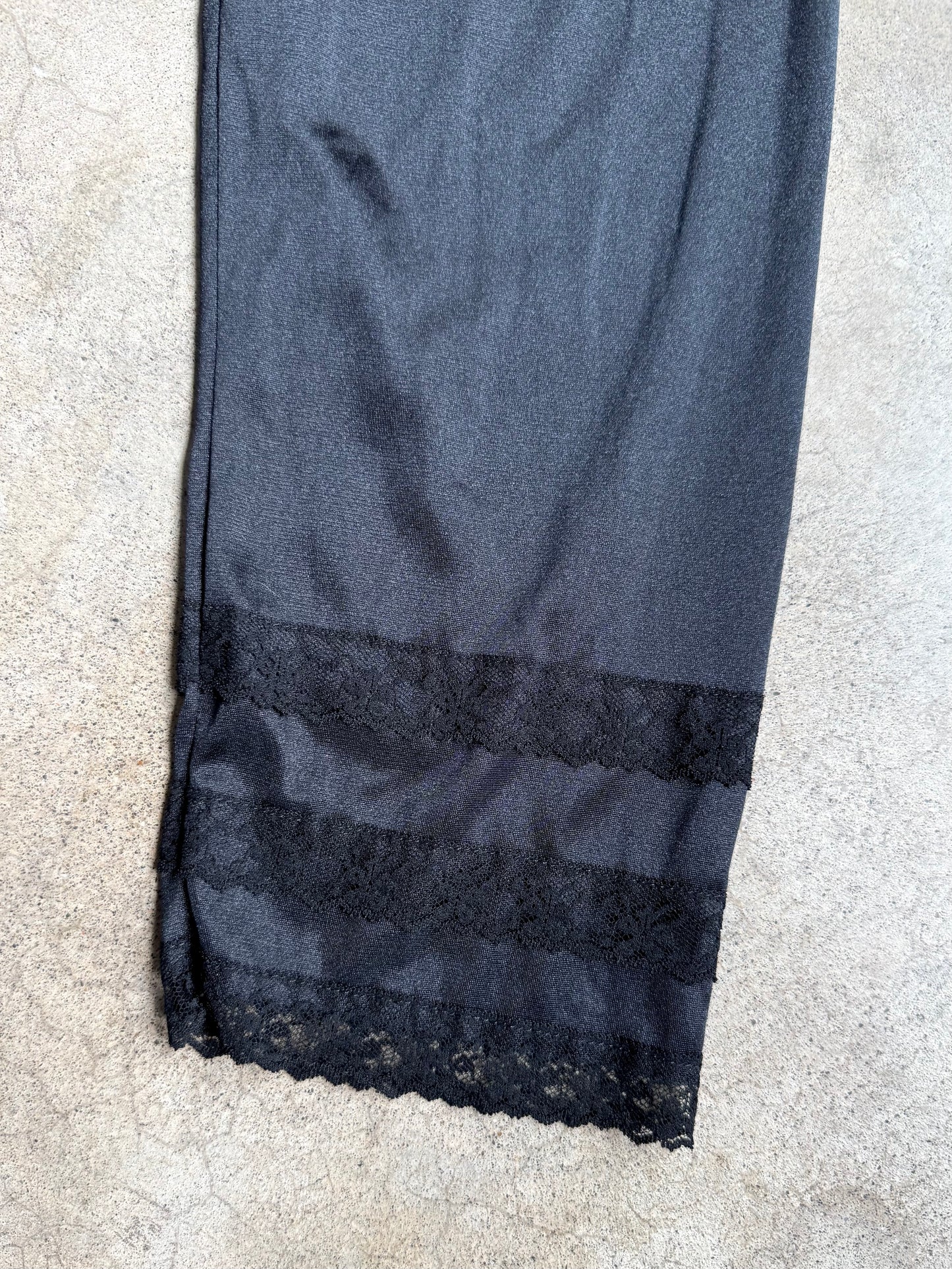 Black Nylon Lace Slip Pants | Medium