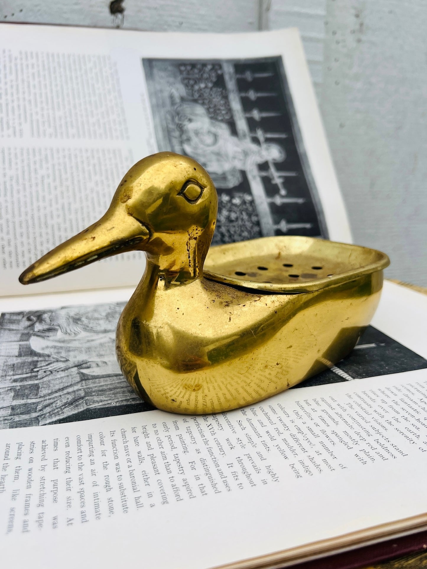 Vintage 1960s Solid Brass Duck Soap Dish