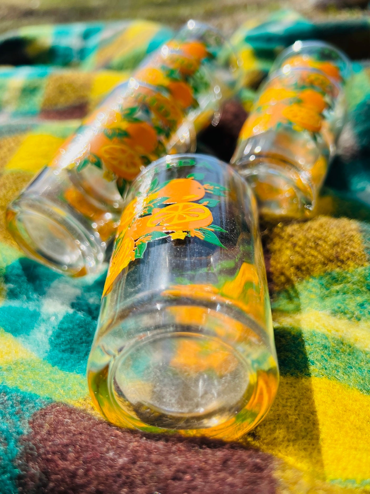 Vintage 1970s Florida Orange Juice Glasses | Set of 6