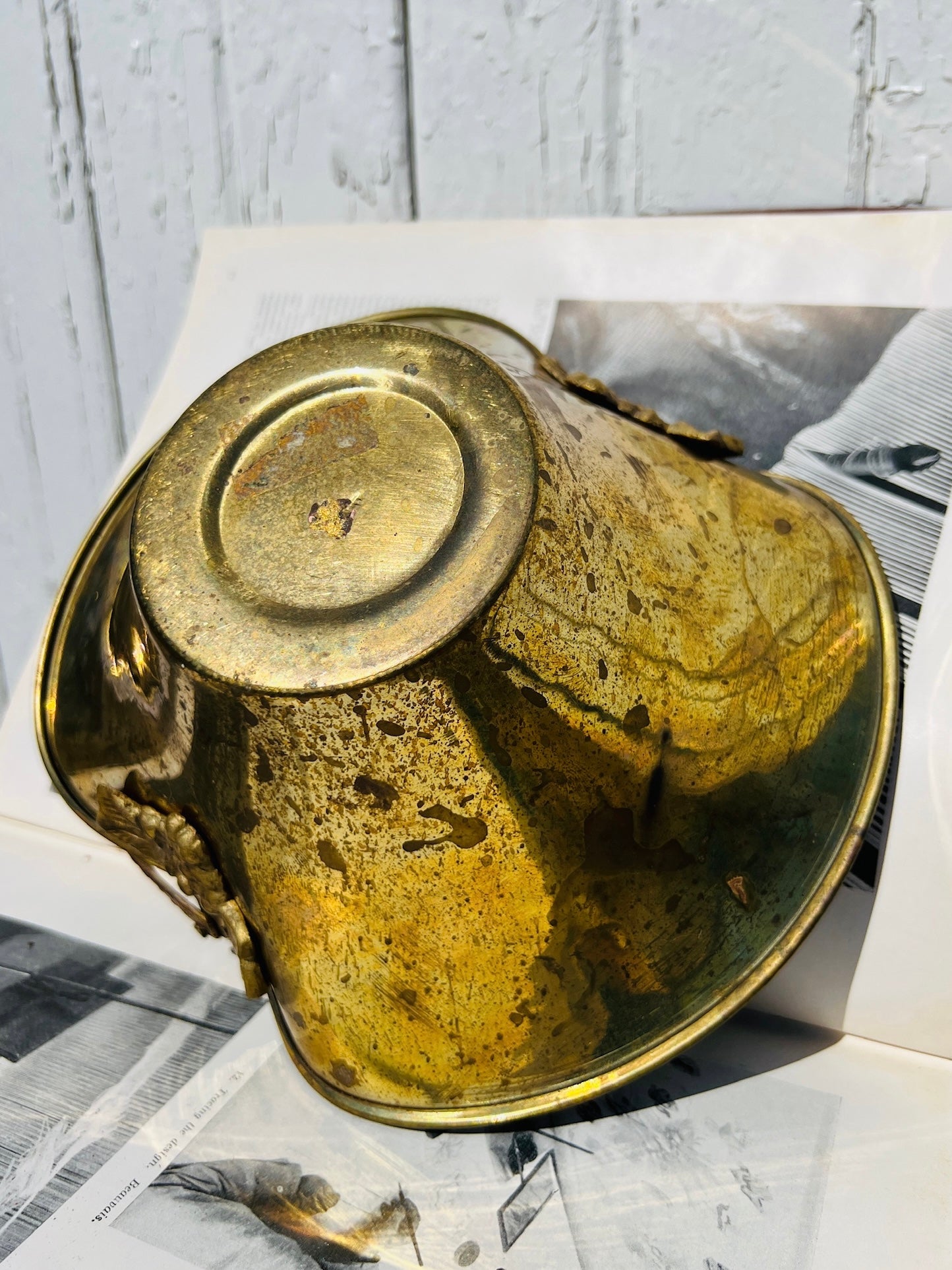 Vintage 1950s Solid Brass Flower Basket