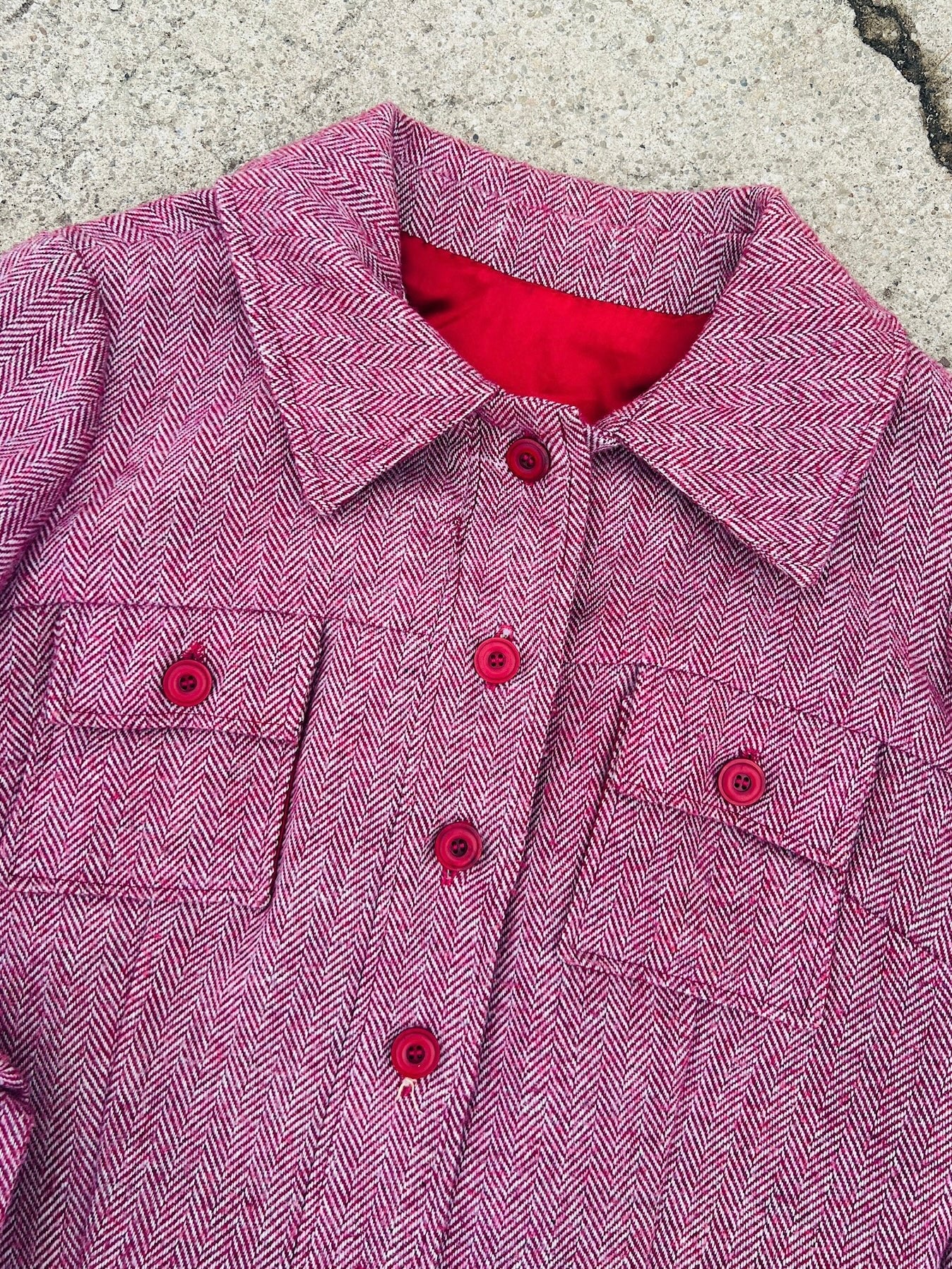 Vintage 1960s Cropped Tweed Button Up Jacket | S/M
