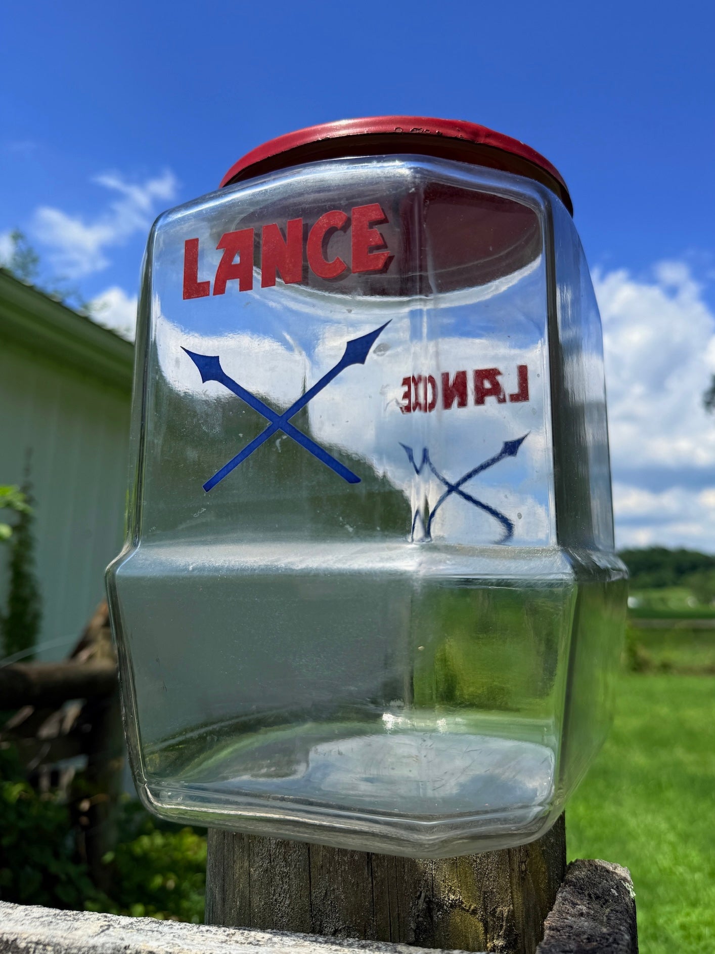 Vintage 1950s Lance Crackers General Store Display Glass Jar