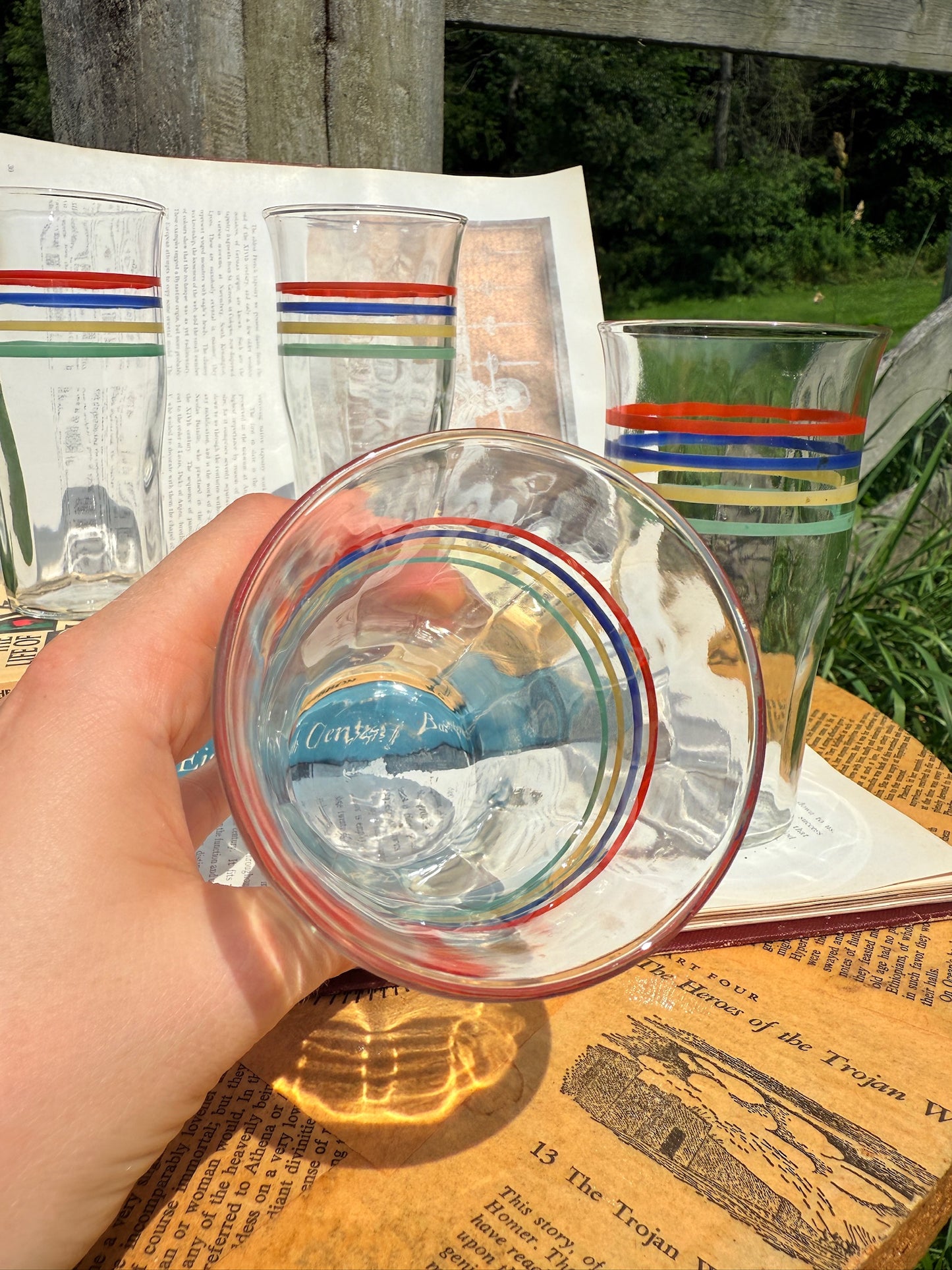 Vintage 1930s Striped Glass Tumblers | Set of 4