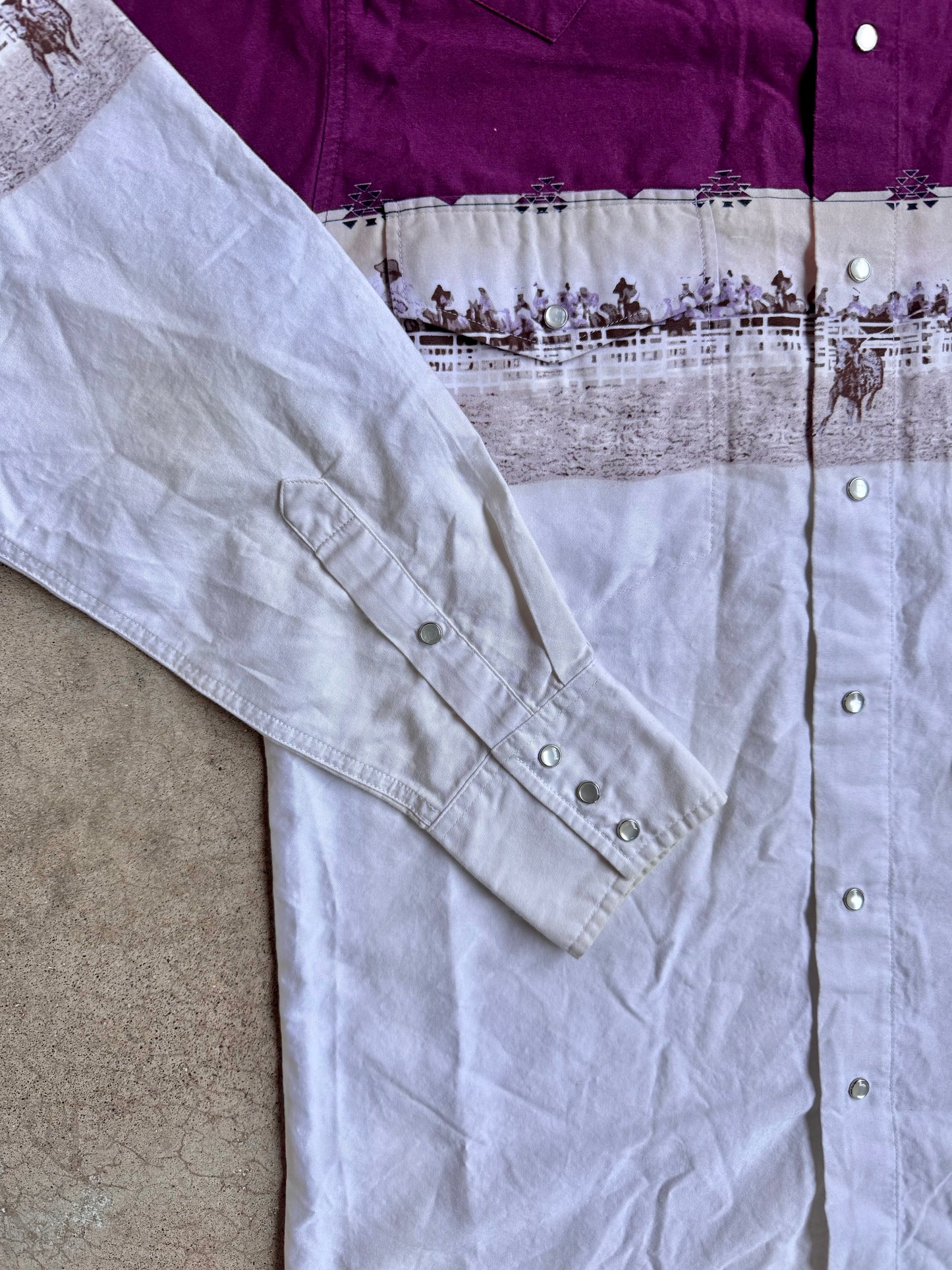 Vintage 1990s Cumberland Outfitters Western Rodeo Cowboy Pearl Snap Shirt | Medium