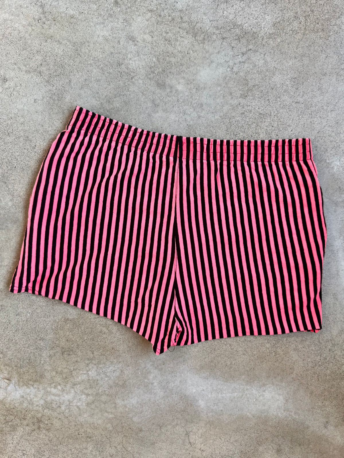 Vintage 1980s Pink & Black Striped 100% Cotton Shorts | Medium