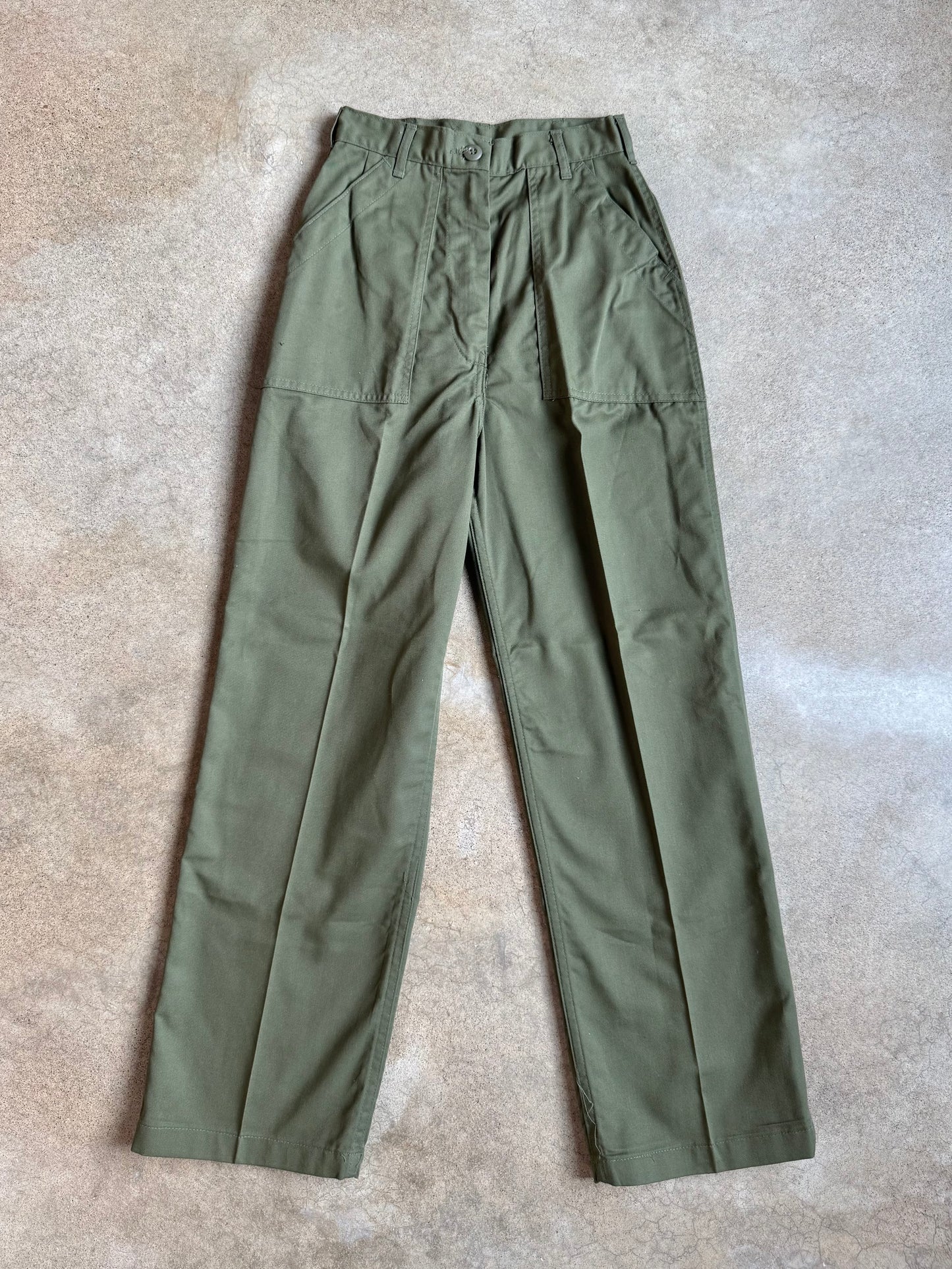 Vintage 1980s Military Issue Green Utility Trousers | Waist 24”