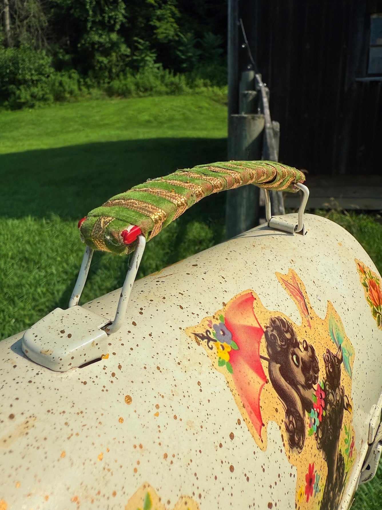 Vintage 1950s Poodle Print Toolbox Handbag