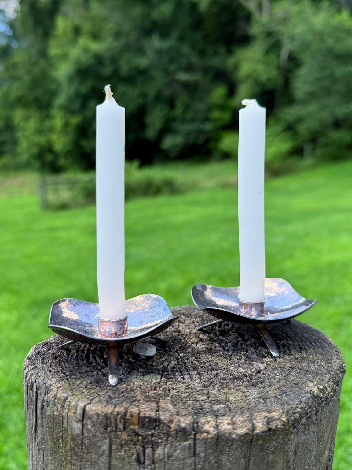Vintage 1950s Danish Silver-Plated Small Candleholder Set