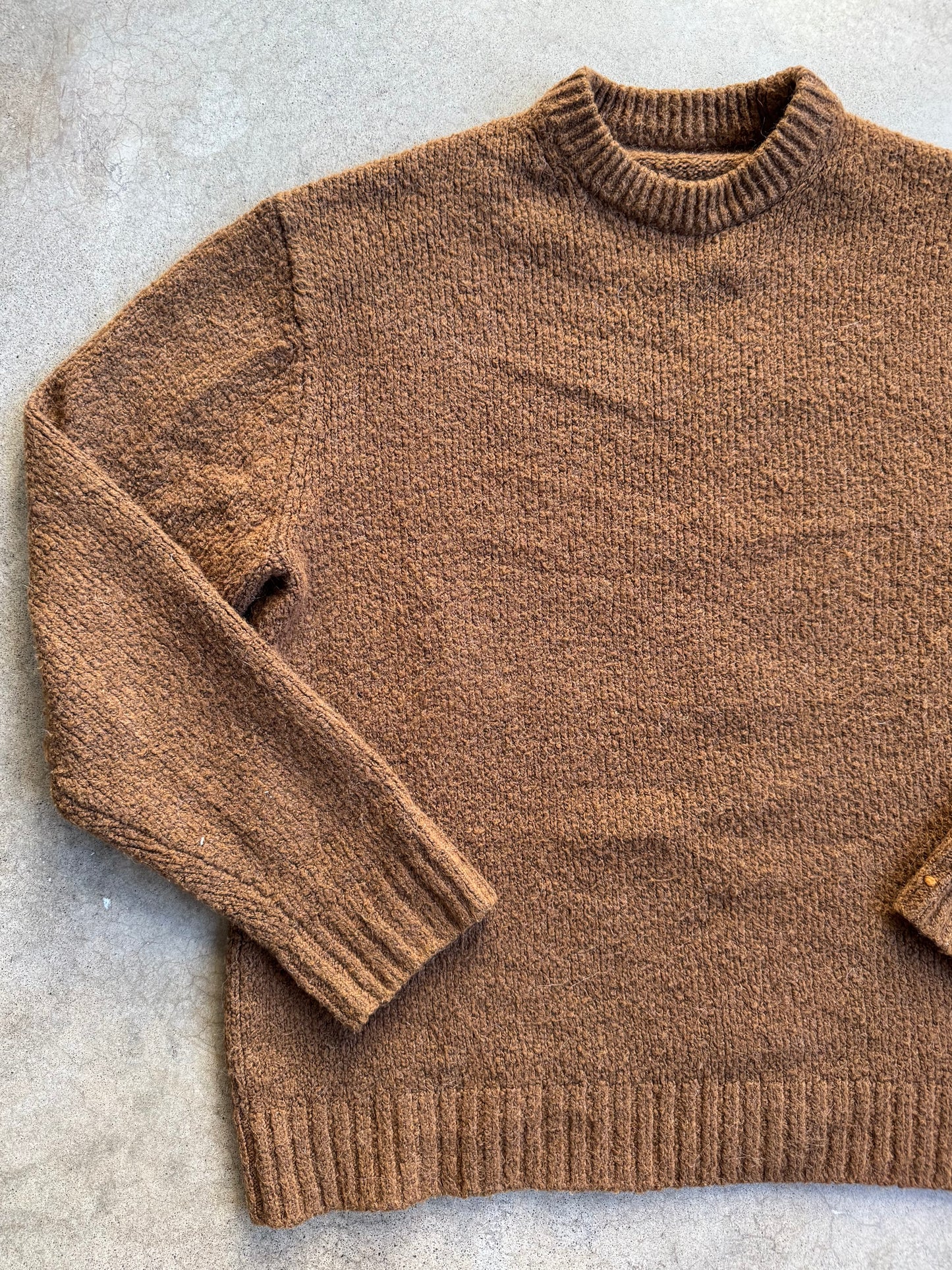 Vintage 1980s Brown Wool Knit Crewneck Sweater | Large