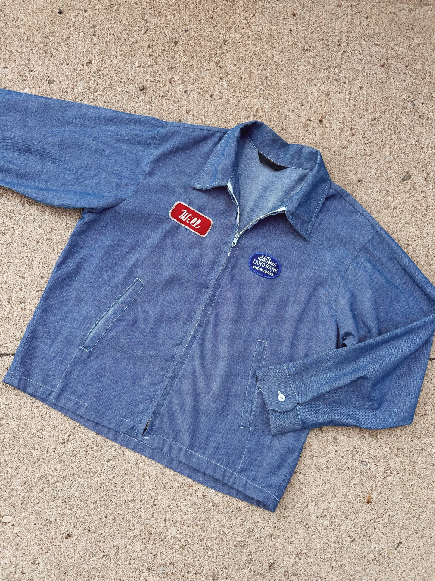 Vintage 1950s Federal Land Bank Association Patched Work Jacket | Large