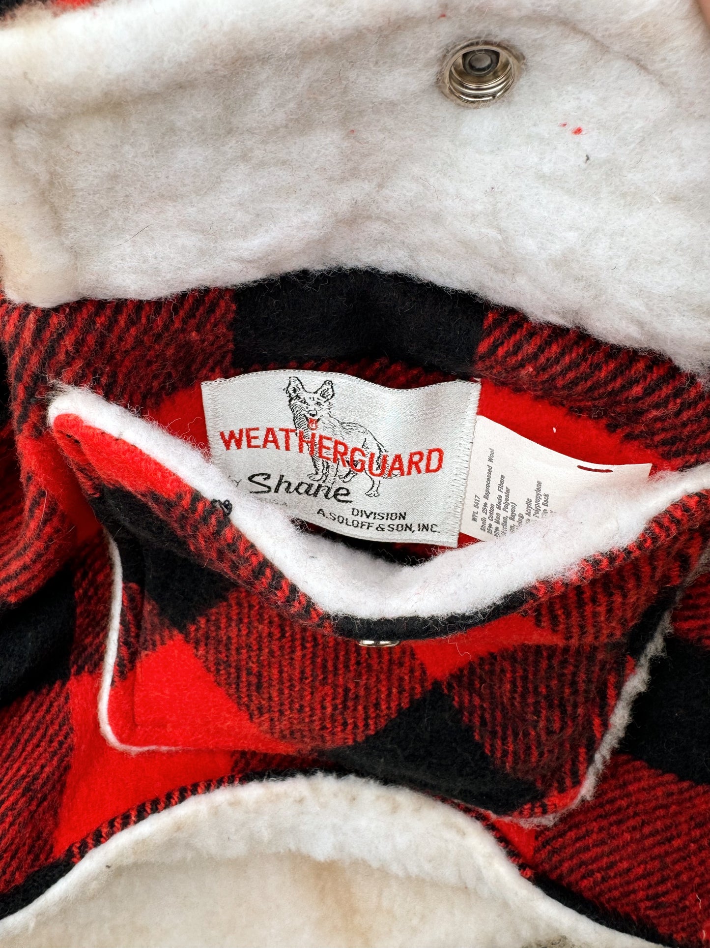 Vintage Weatherguard Red Buffalo Plaid Sherpa Lined Vest | Large