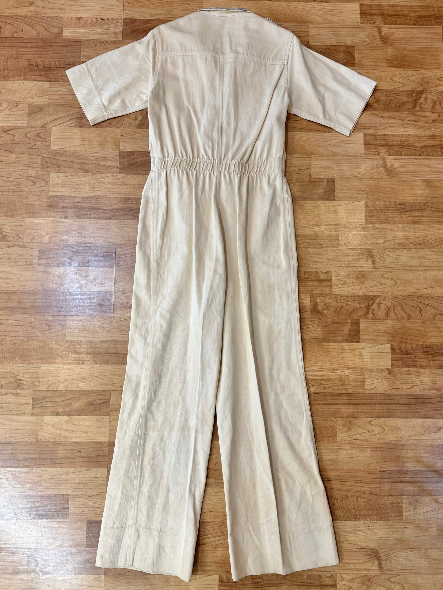 Vintage Tour De Force Ecru Denim Utility Jumpsuit | Medium
