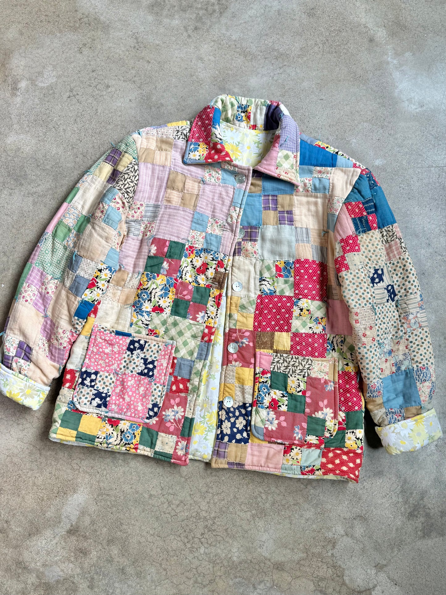 Vintage Handmade Patchwork Quilted Jacket | Large