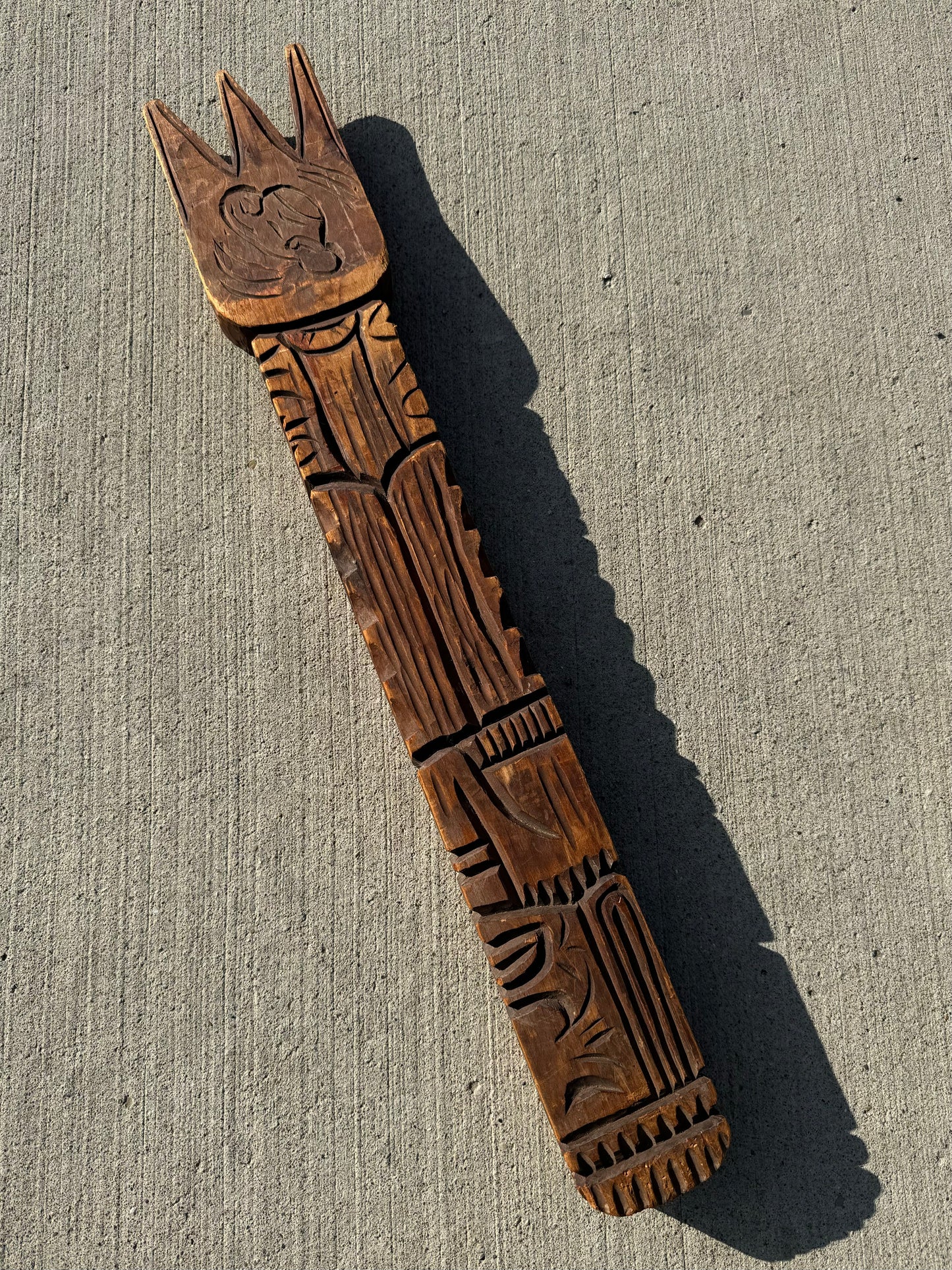 Vintage Wood Carved Fork & Spoon Decor