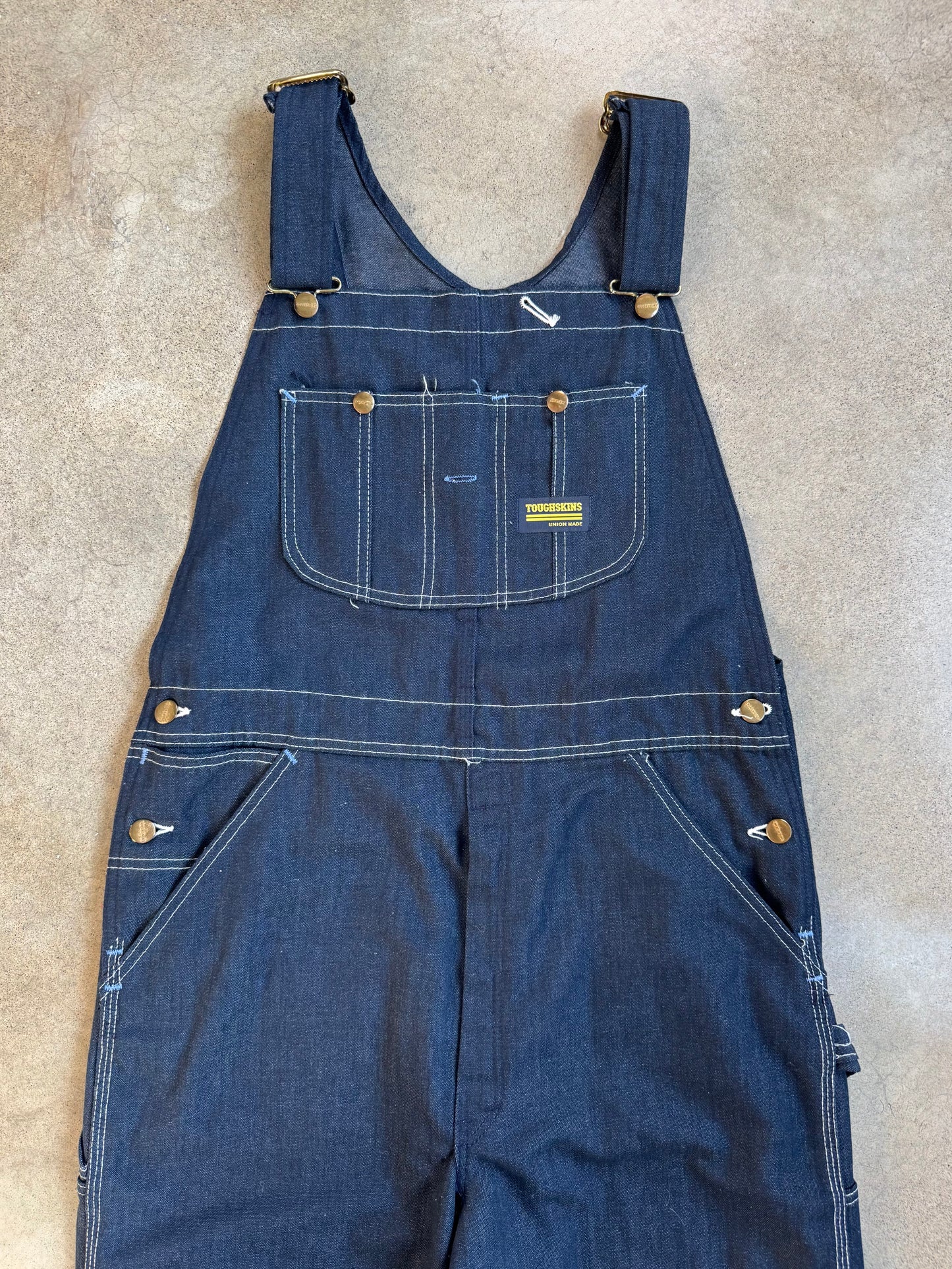 Vintage 1970s Sears Toughskins Dark Wash Denim Overalls | 34x34