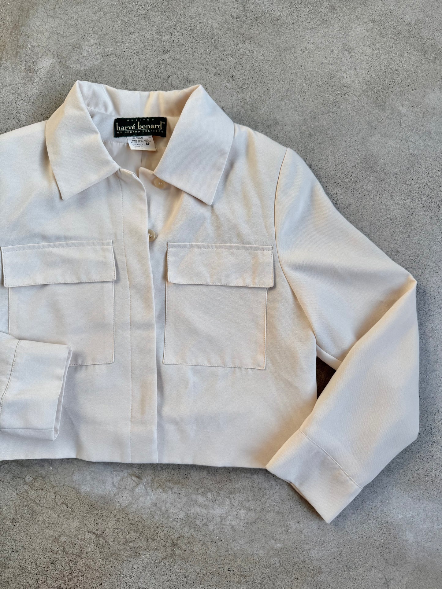 Vintage 1990s Harvé Benard Cream Two-Piece Pant Suit | Small