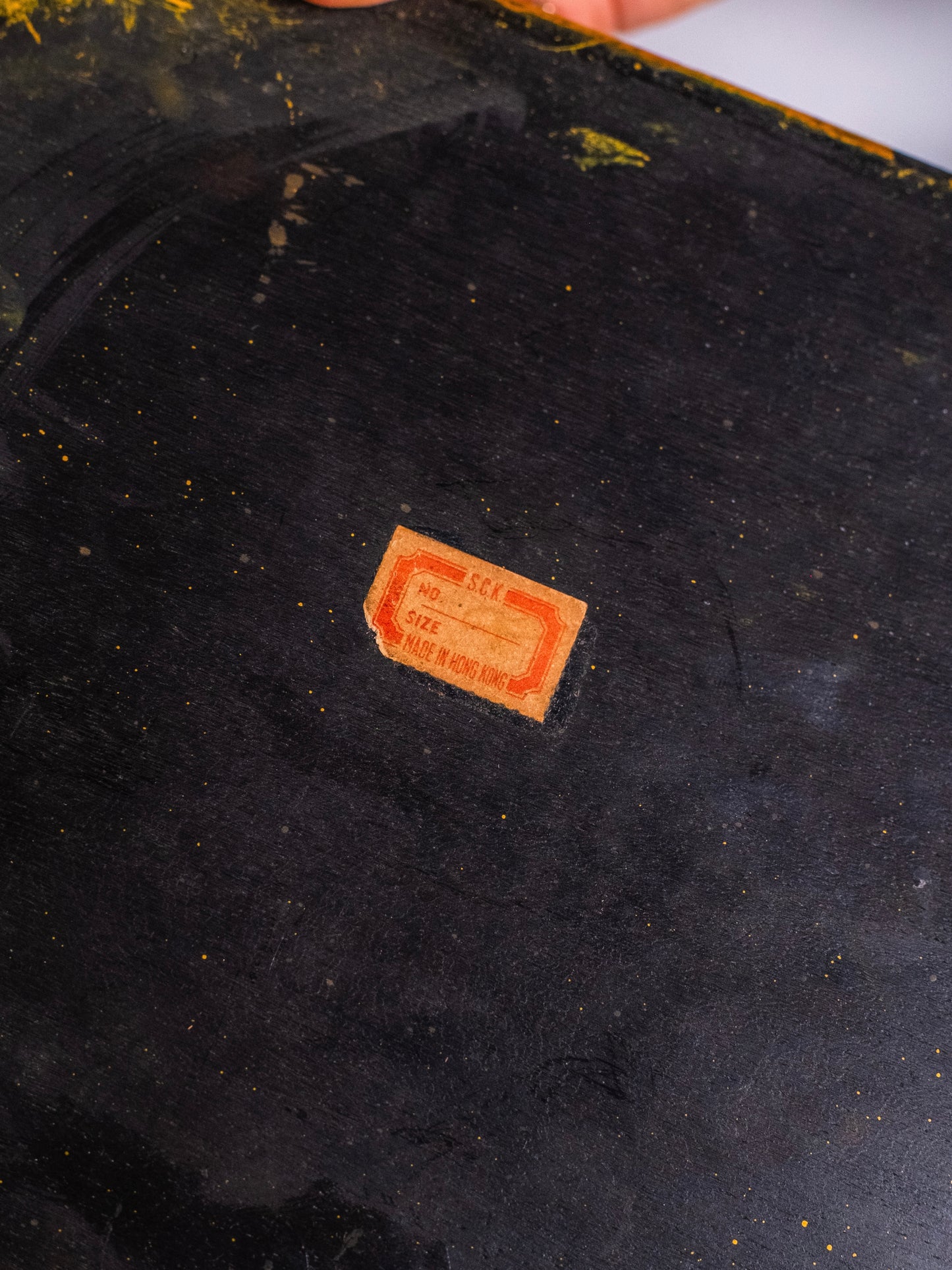 Vintage Chinese Lacquered Yellow Worn Four Legged Dai Stand