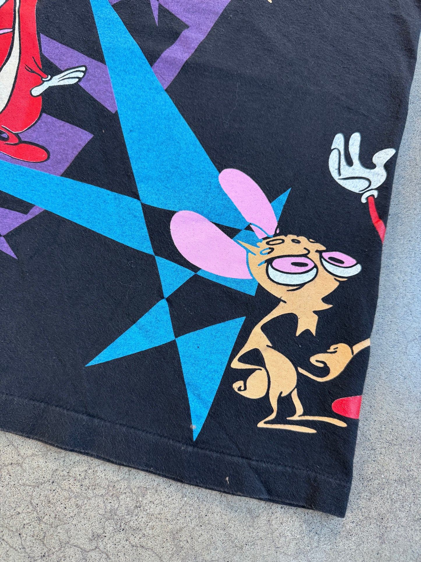 Vintage 1992 Nicktoons The Ren & Stimpy Show Two-Sided Graphic Tee | Large