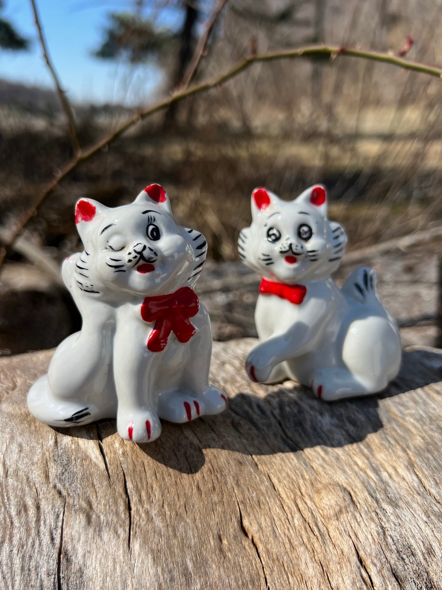 Vintage MCM Ceramic Cat Figurines | Set of 2