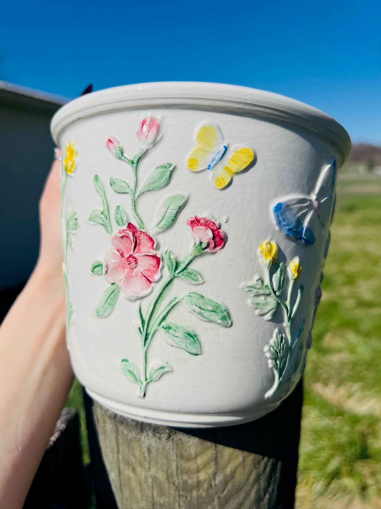 Vintage 1950s Bassano Italy Ceramic Butterfly Planter