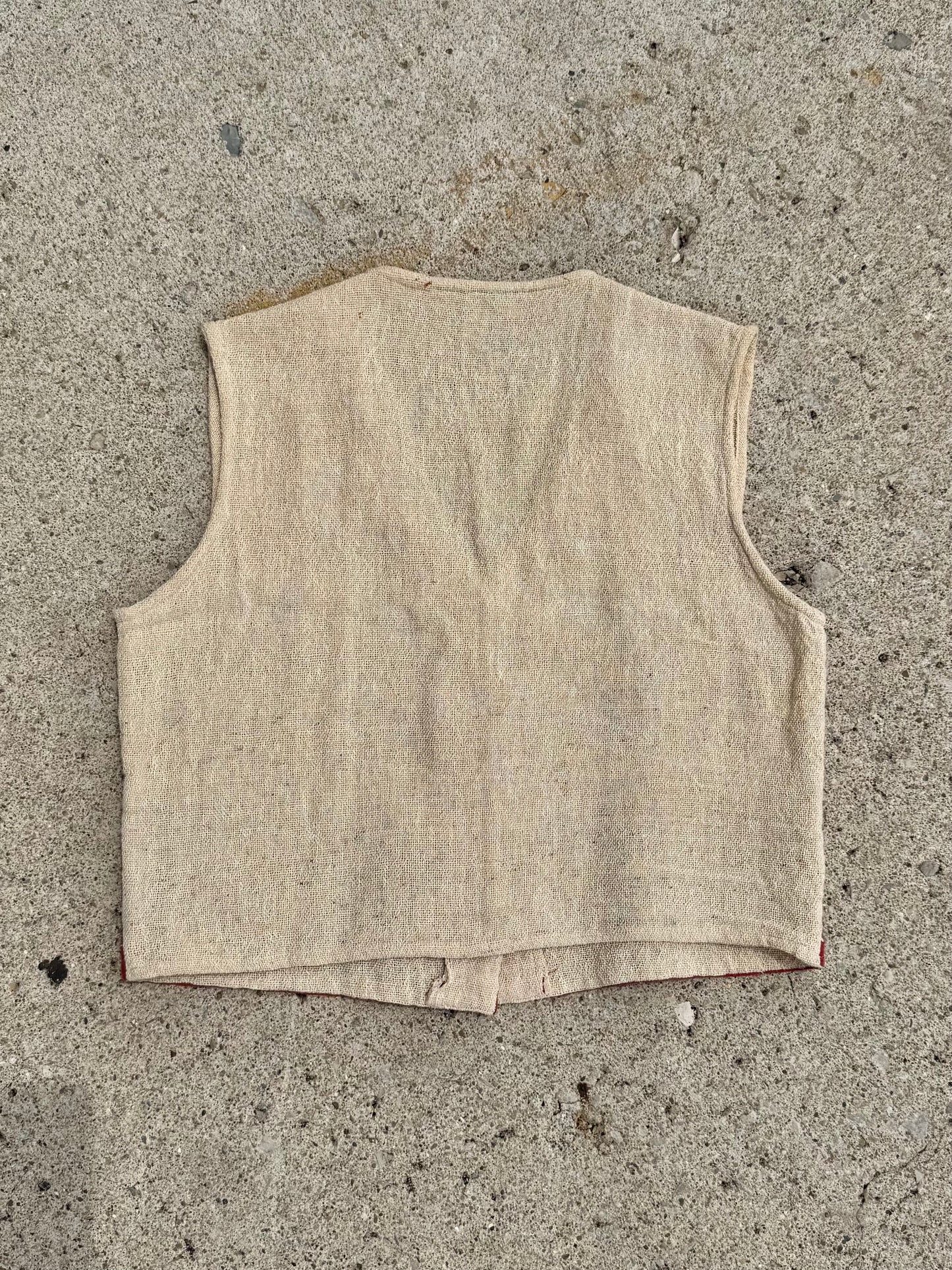 Vintage 1990s Woven Embroidered Trim Wood Button Vest | S/M