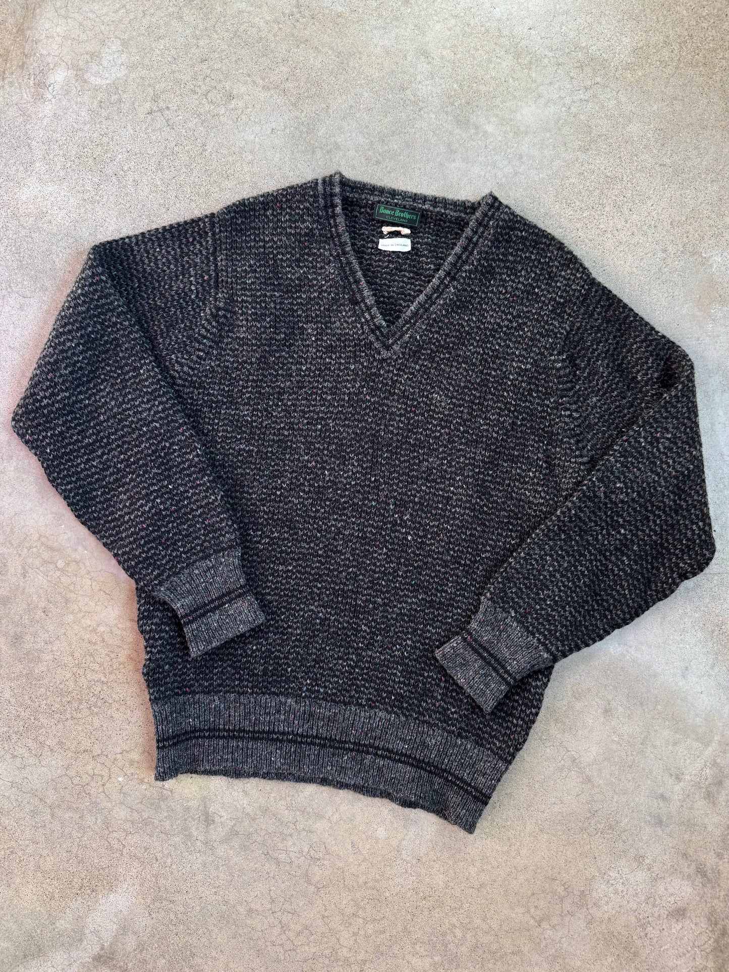 Vintage 1950s Bunce Brothers Cleveland Speckled Wool V-Neck Sweater | M/L