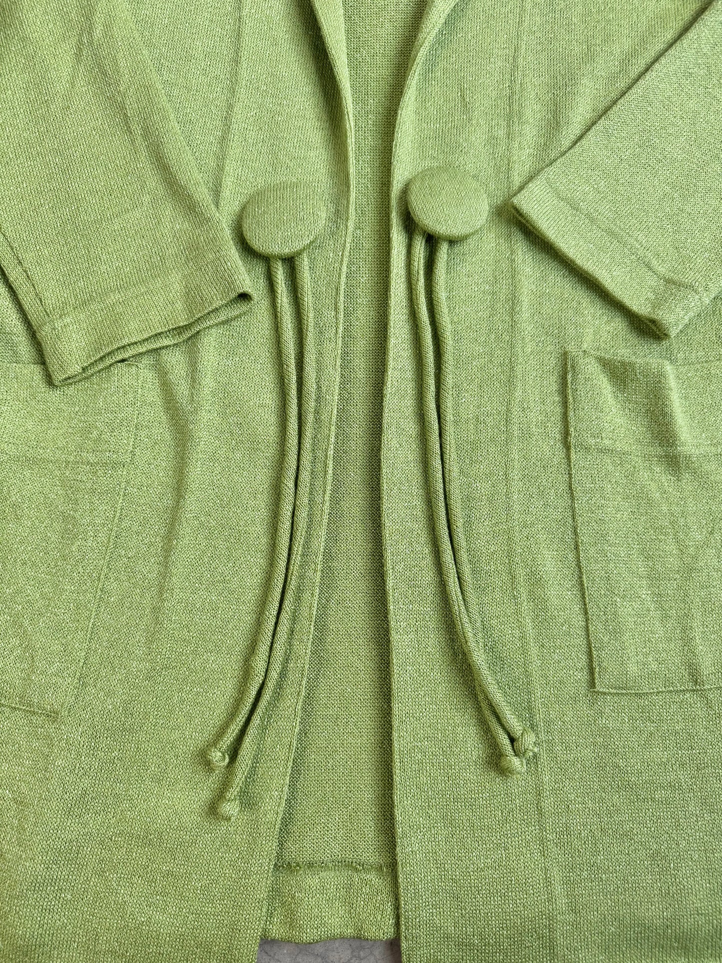 Vintage 1990s Platinum By Dorothy Schoelen Lime Green Longline Cardigan | Medium