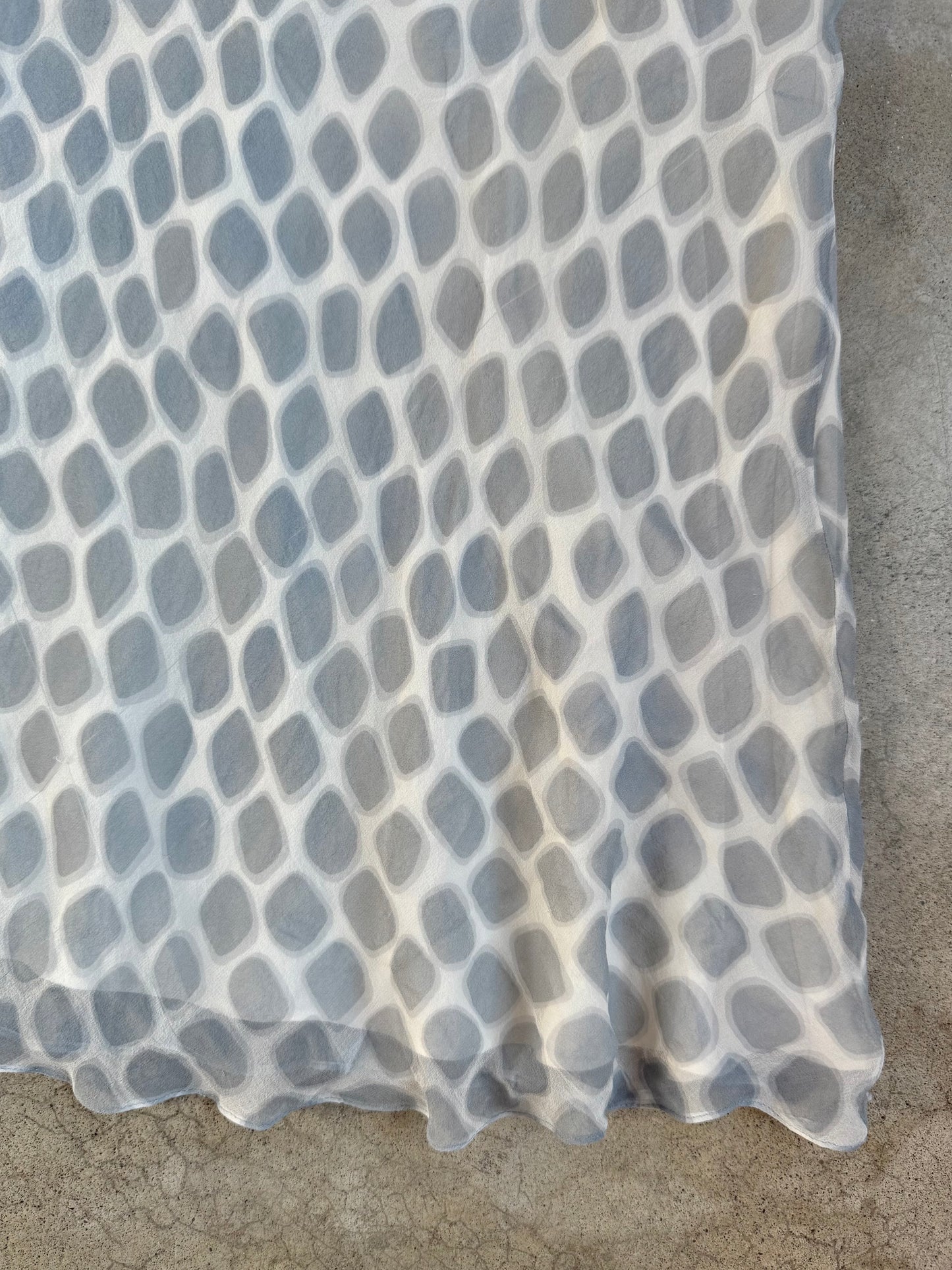 Vintage 1990s BCBG Maxazria Grey & White Printed Silk Dress | XS