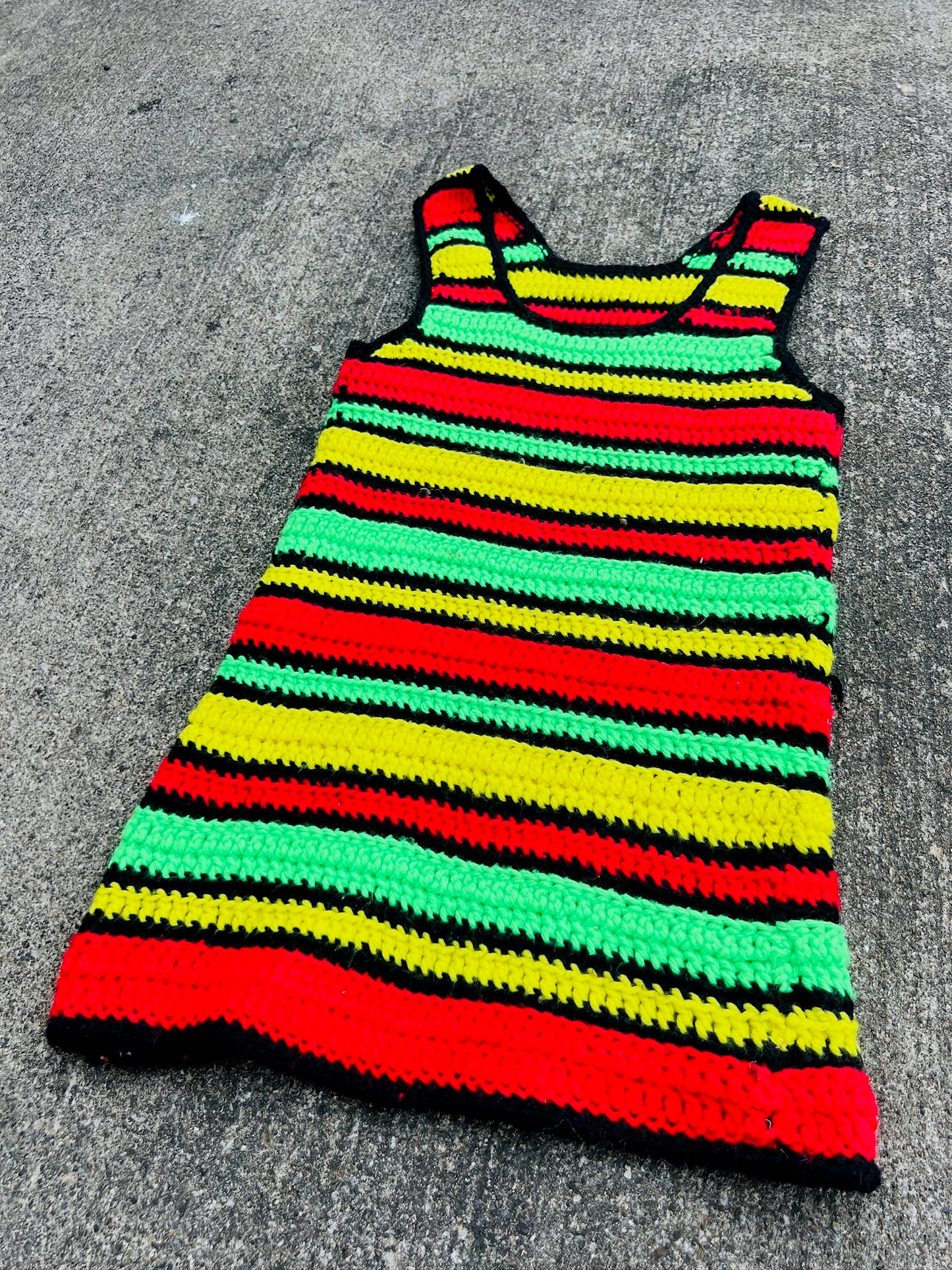 Vintage 1970s Handmade Knit Multi-Color Stripe Tank Top | XS/S